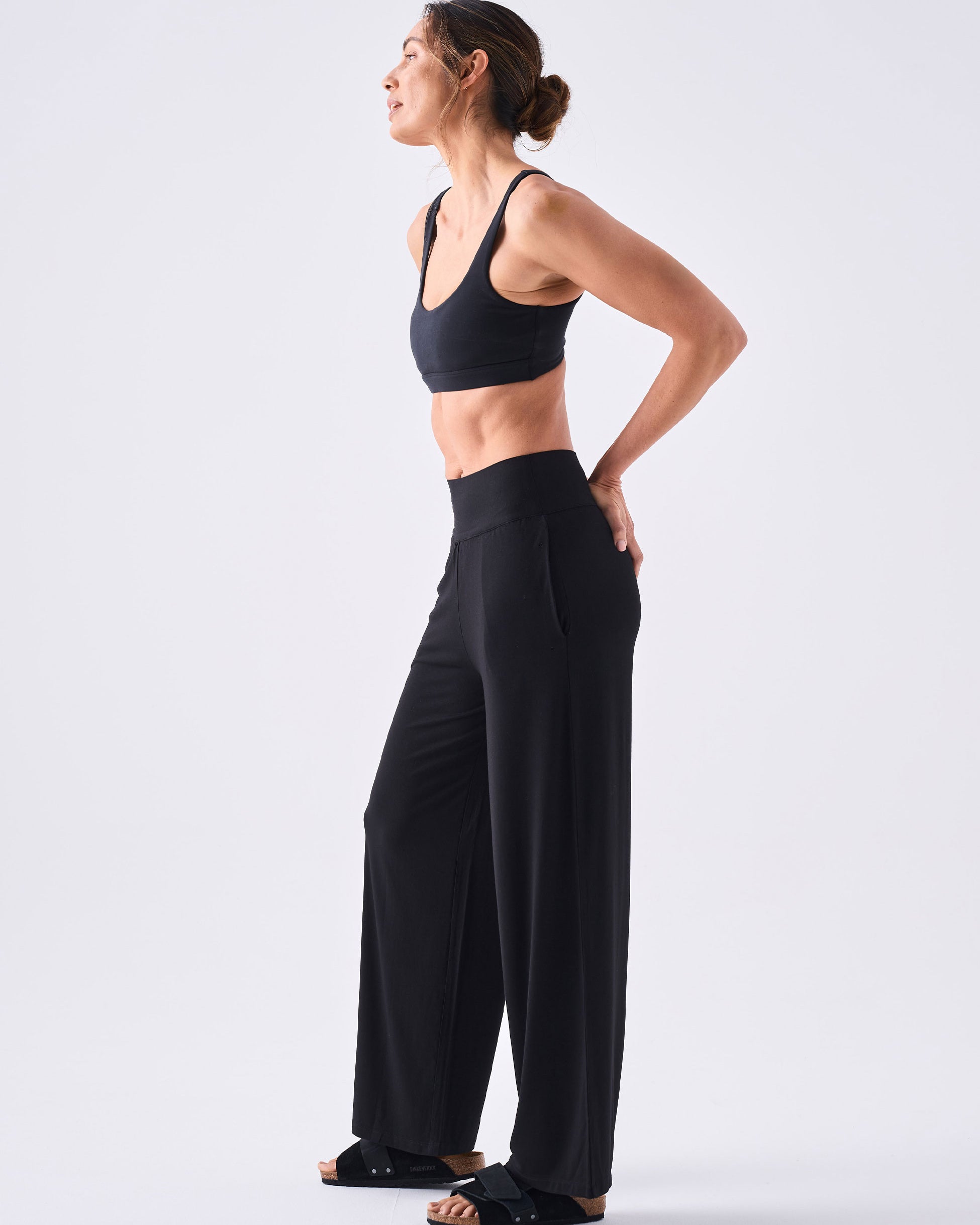 Long Length Nomad Modal Wide Leg - Black