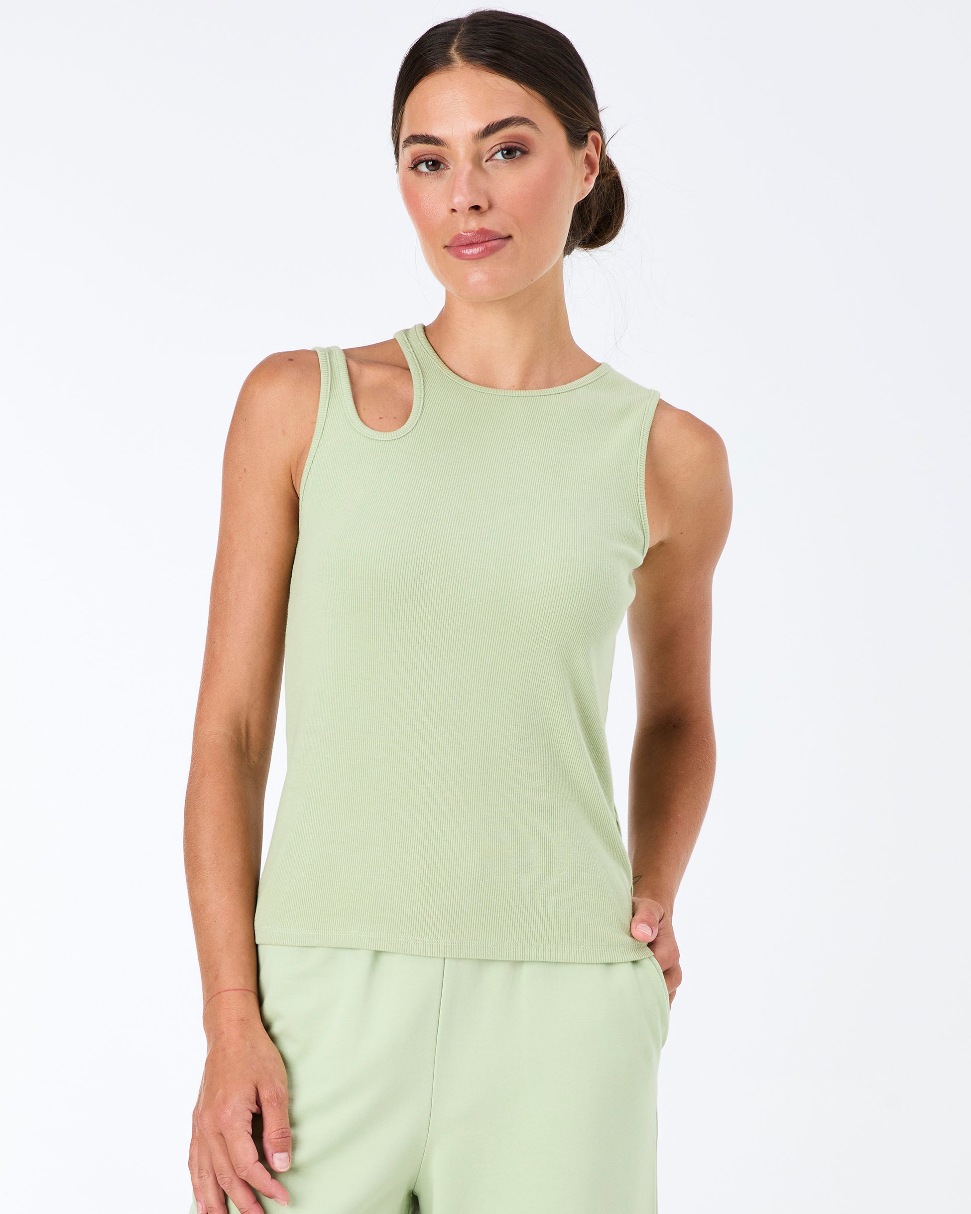 Cut Out Rib Tank - Matcha