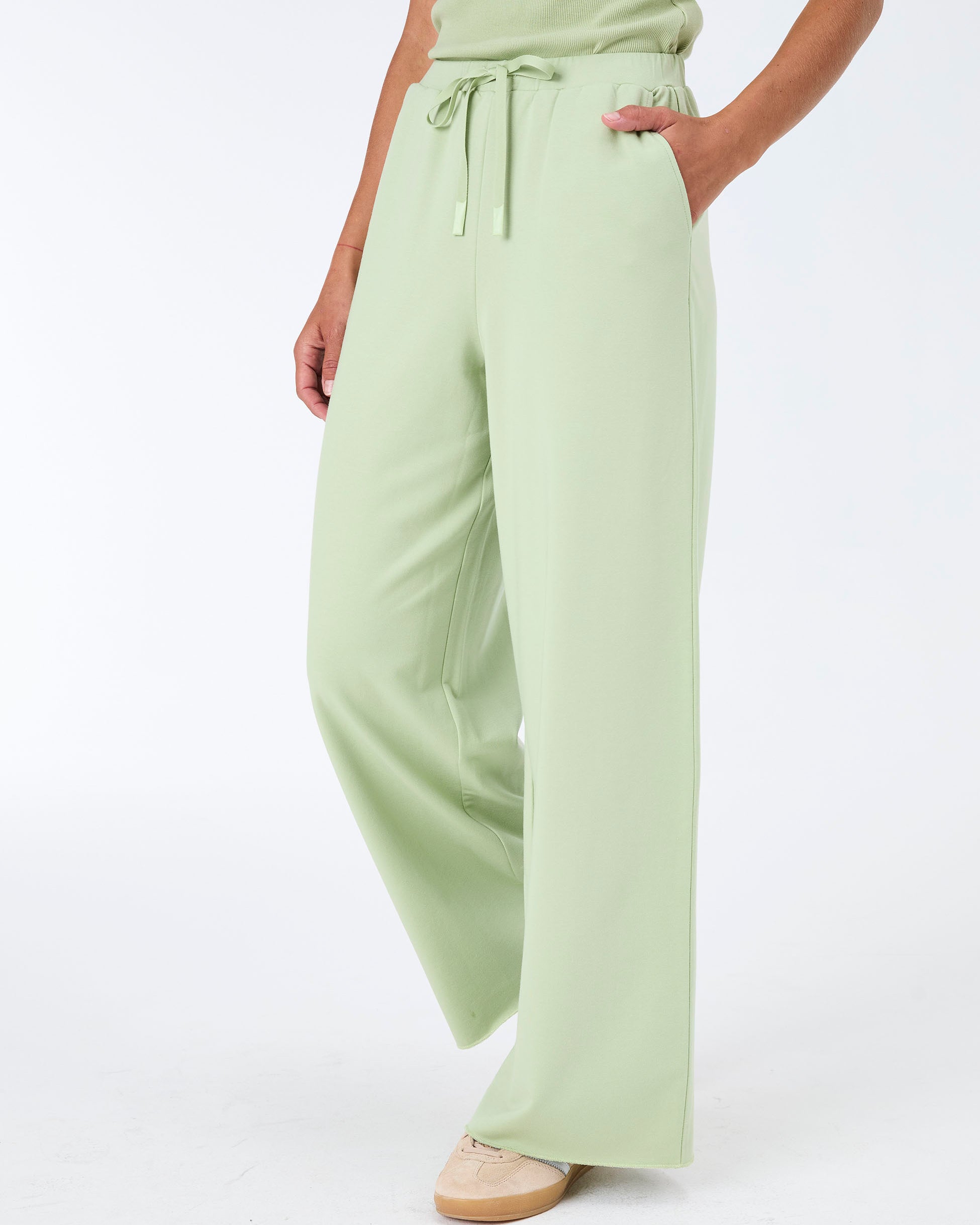 Classic Wide Leg Sweat Pants - Matcha Green
