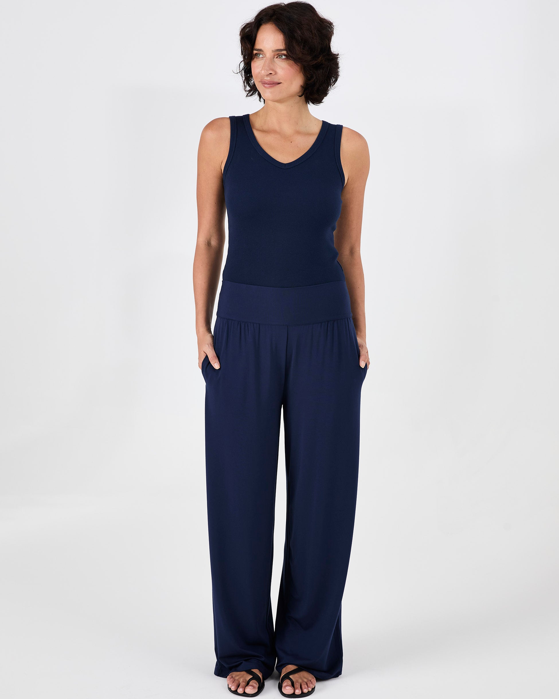 Long Length Nomad Modal Wide Leg - Navy