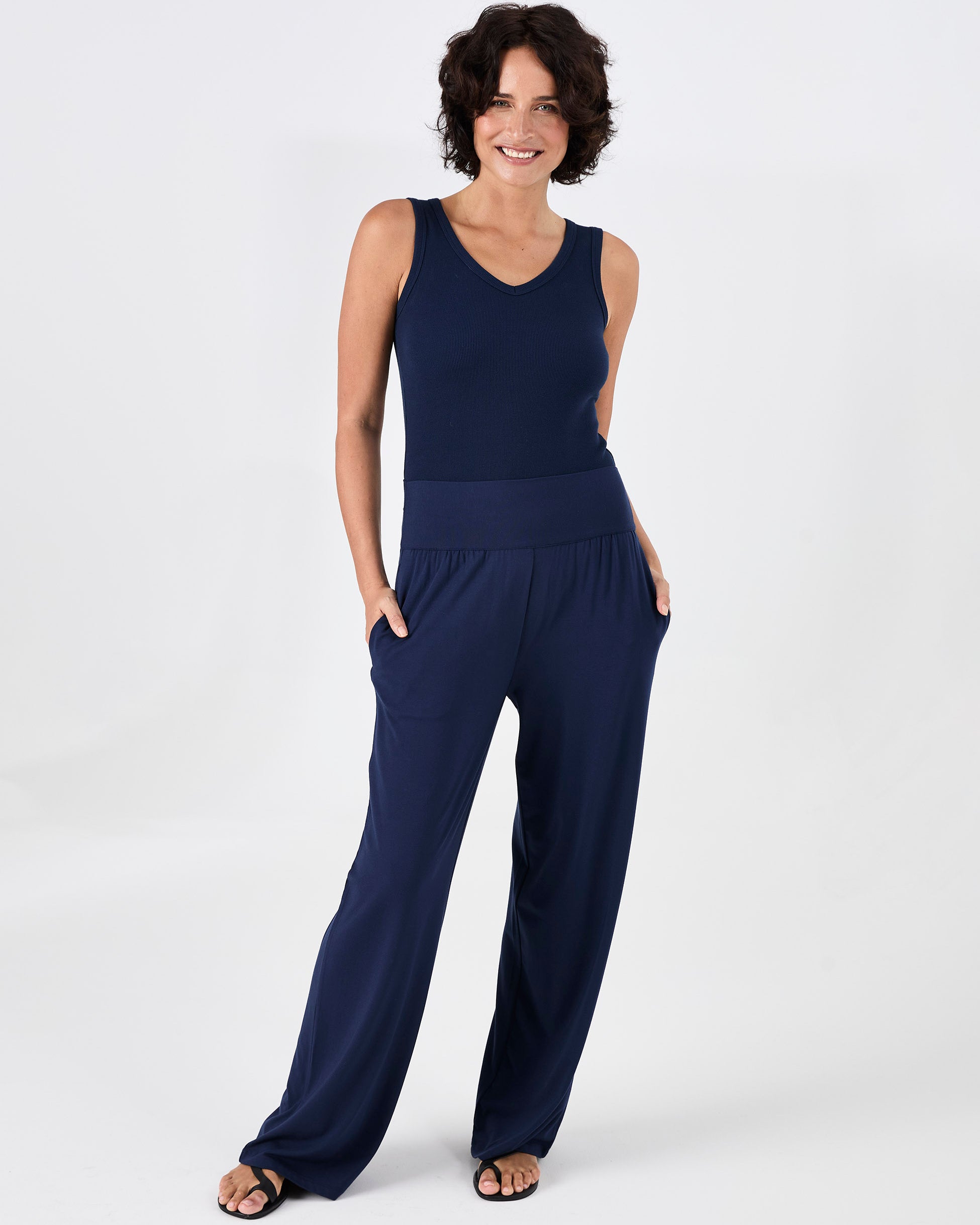 Long Length Nomad Modal Wide Leg - Navy