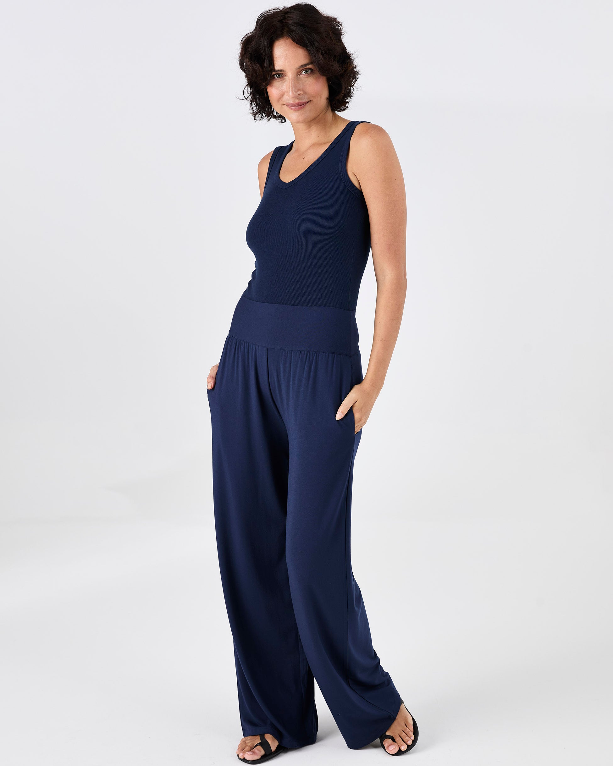 Long Length Nomad Modal Wide Leg - Navy
