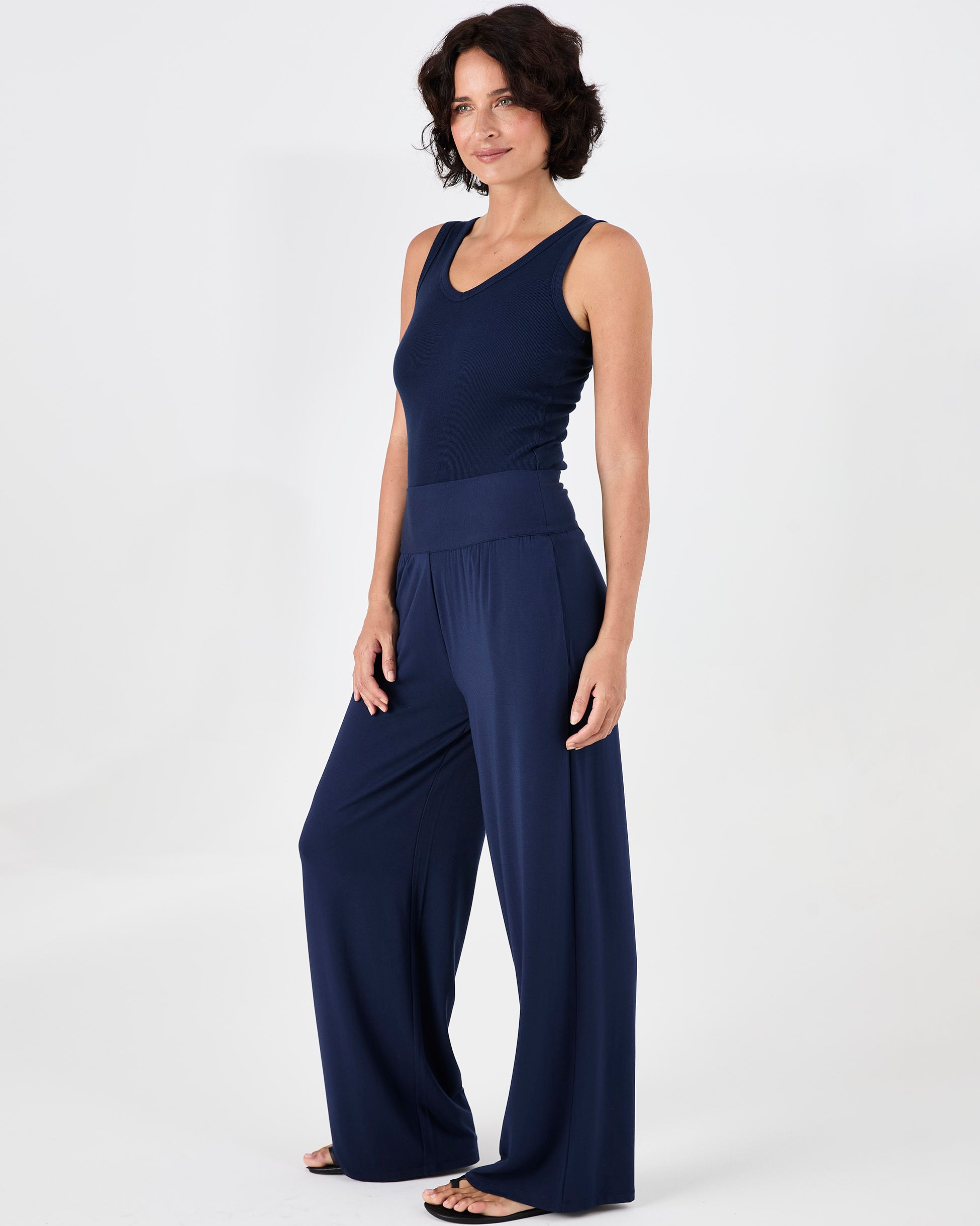 Long Length Nomad Modal Wide Leg - Navy