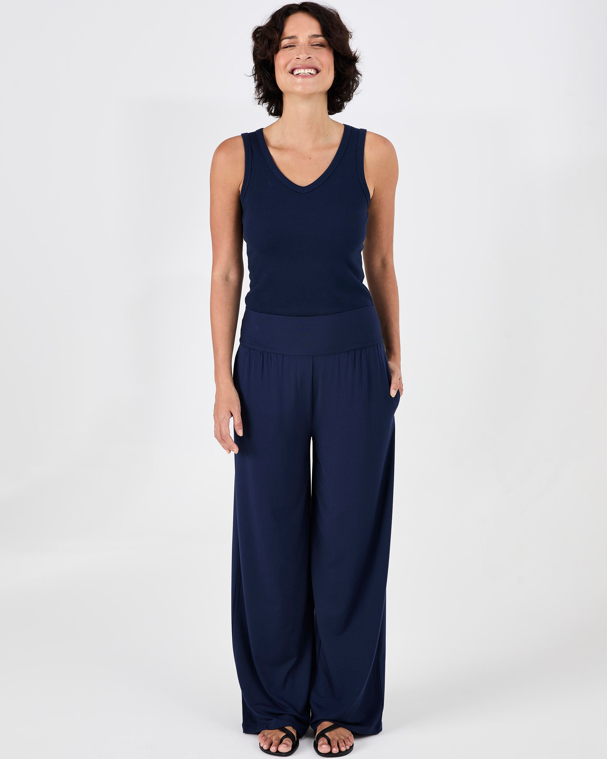 Long Length Nomad Modal Wide Leg - Navy