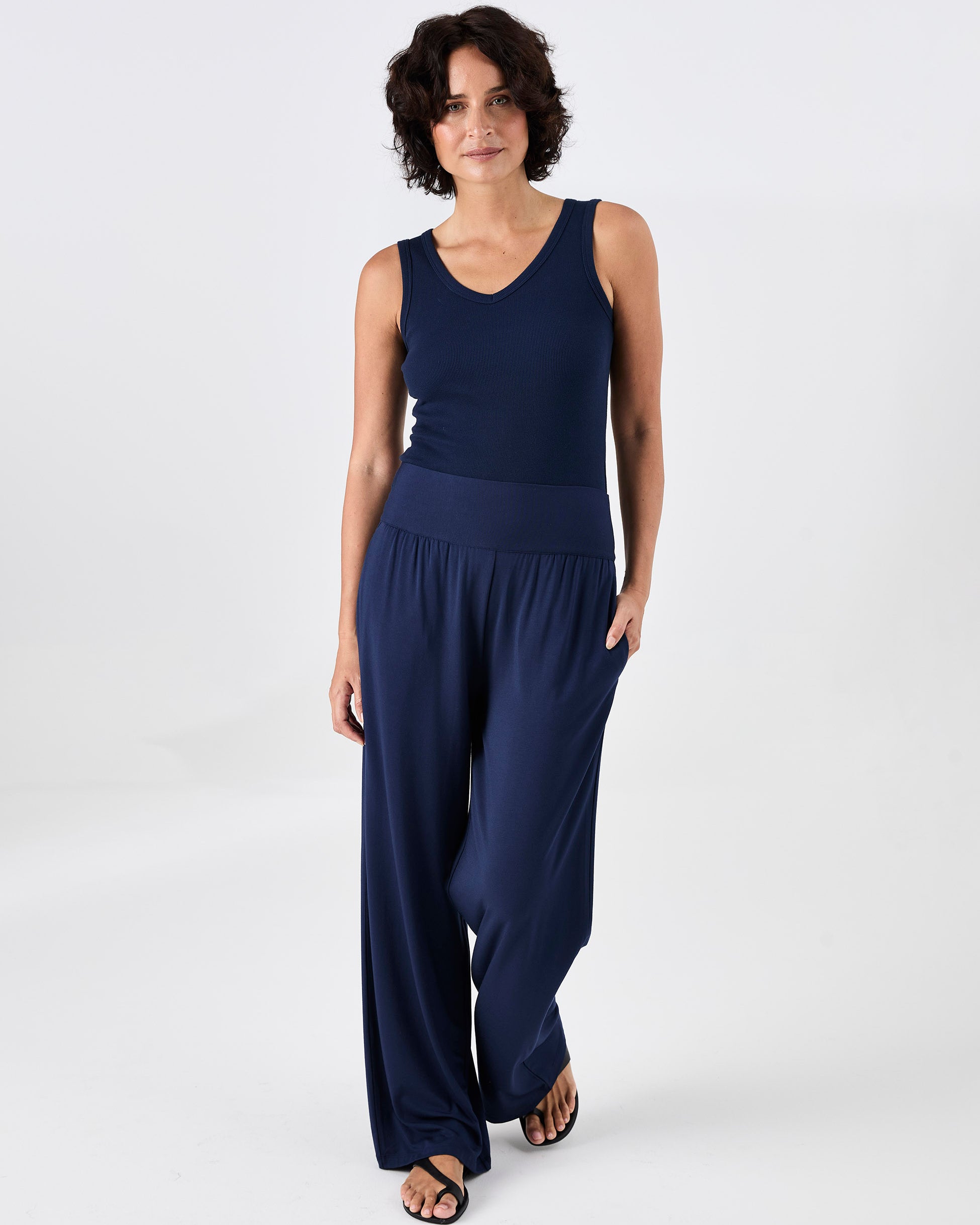 Long Length Nomad Modal Wide Leg - Navy