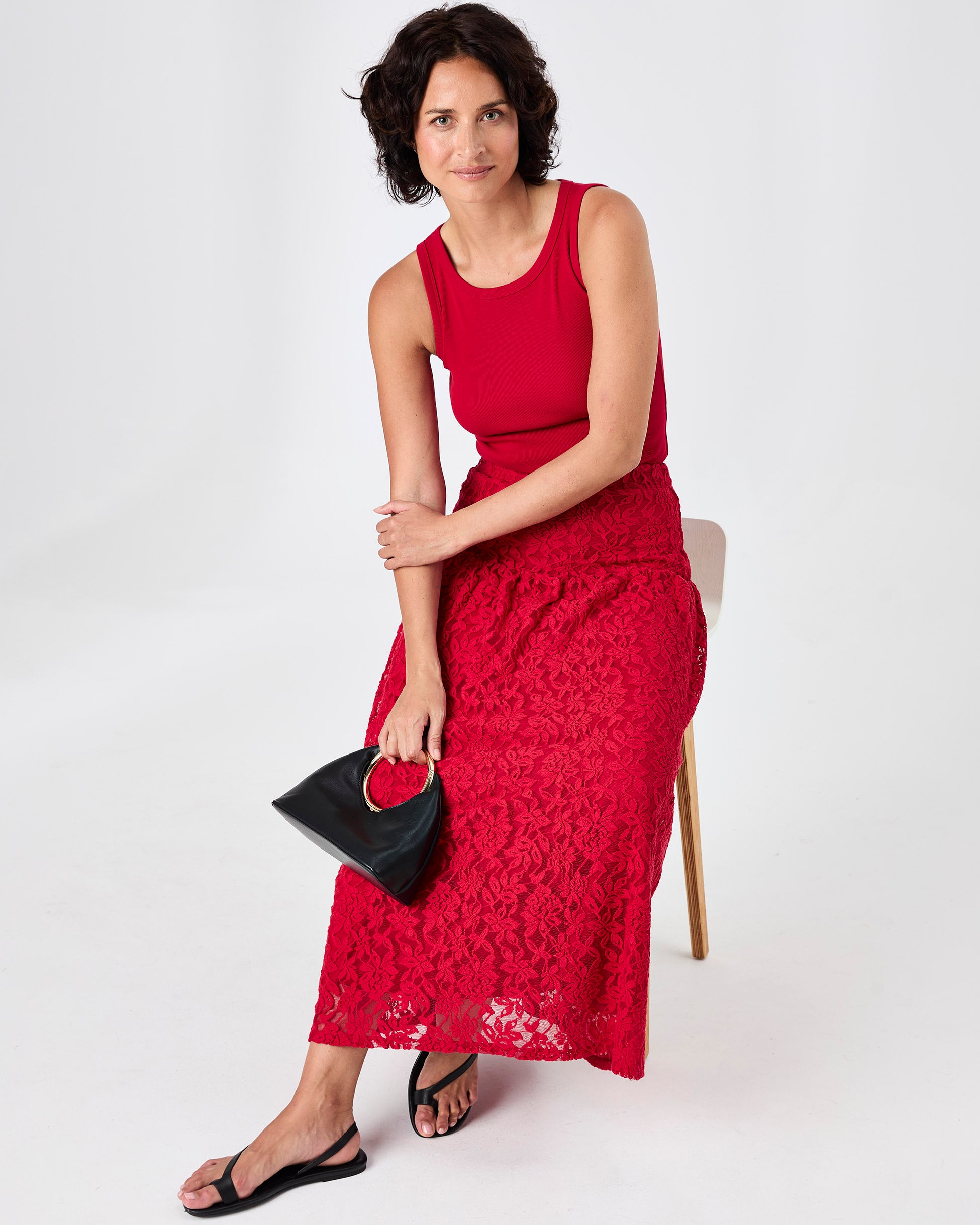 Chantelle Lace Skirt - Cherry