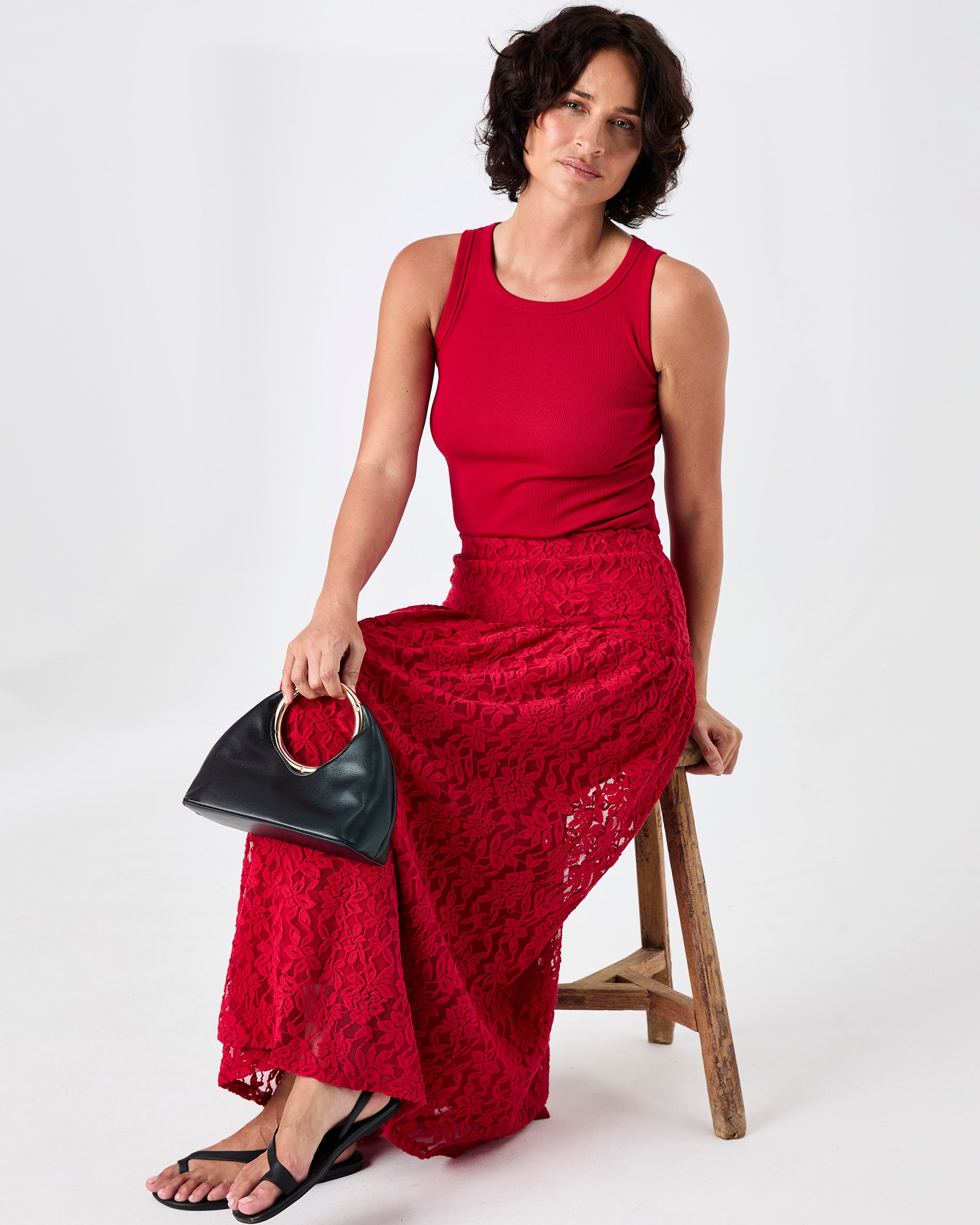 Chantelle Lace Skirt - Cherry