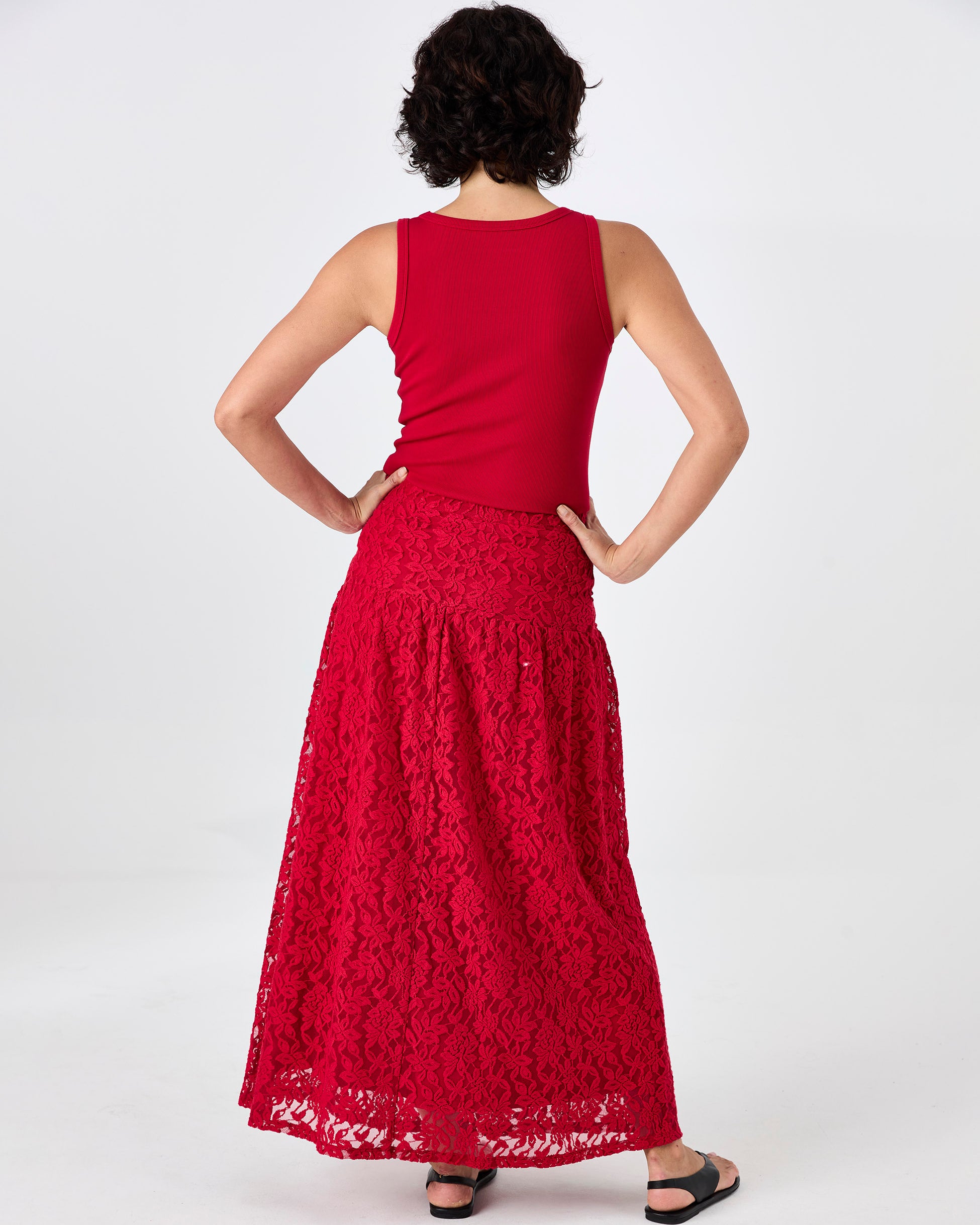 Chantelle Lace Skirt - Cherry