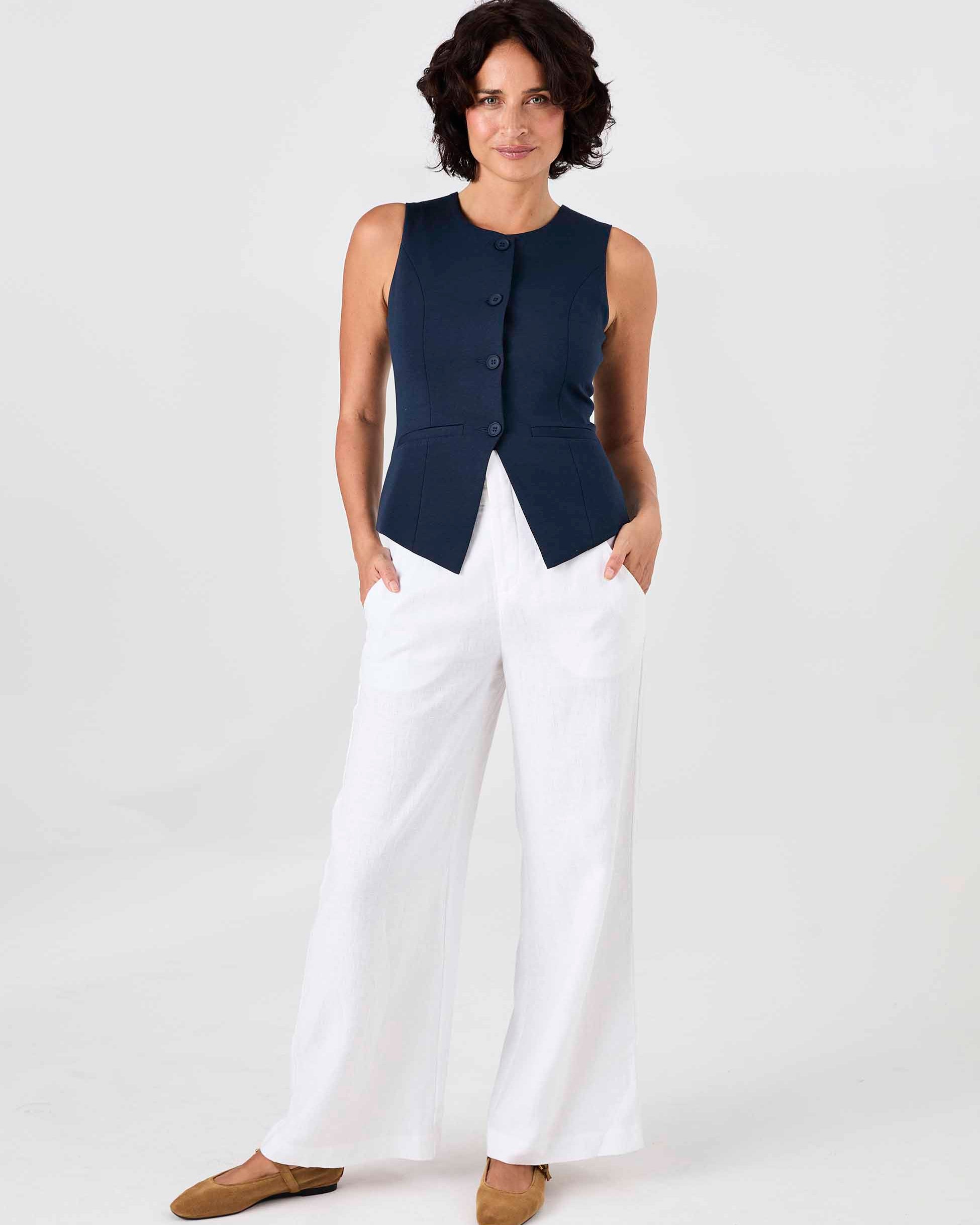 Fitted Waistcoat - Navy
