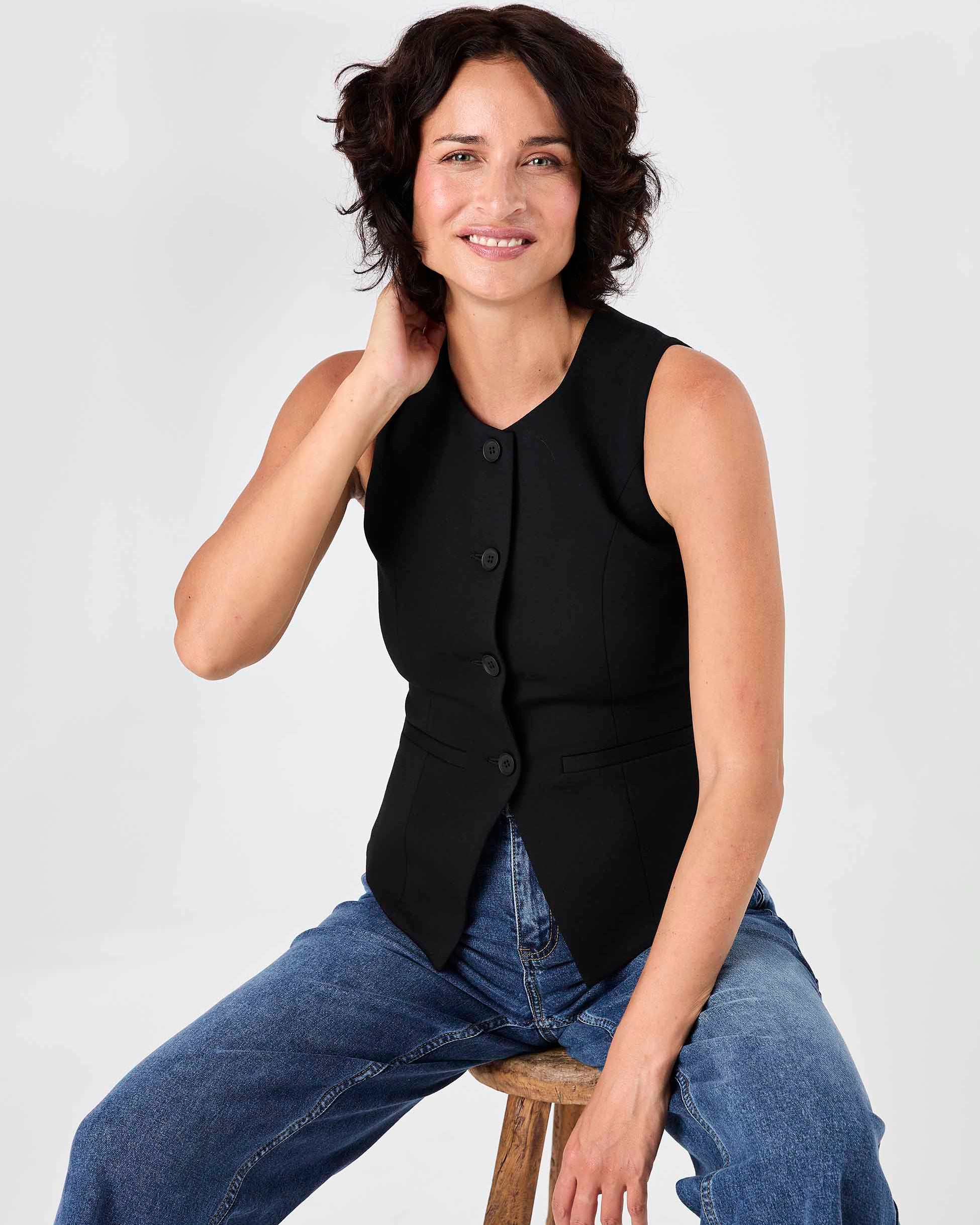 Fitted Waistcoat - Black