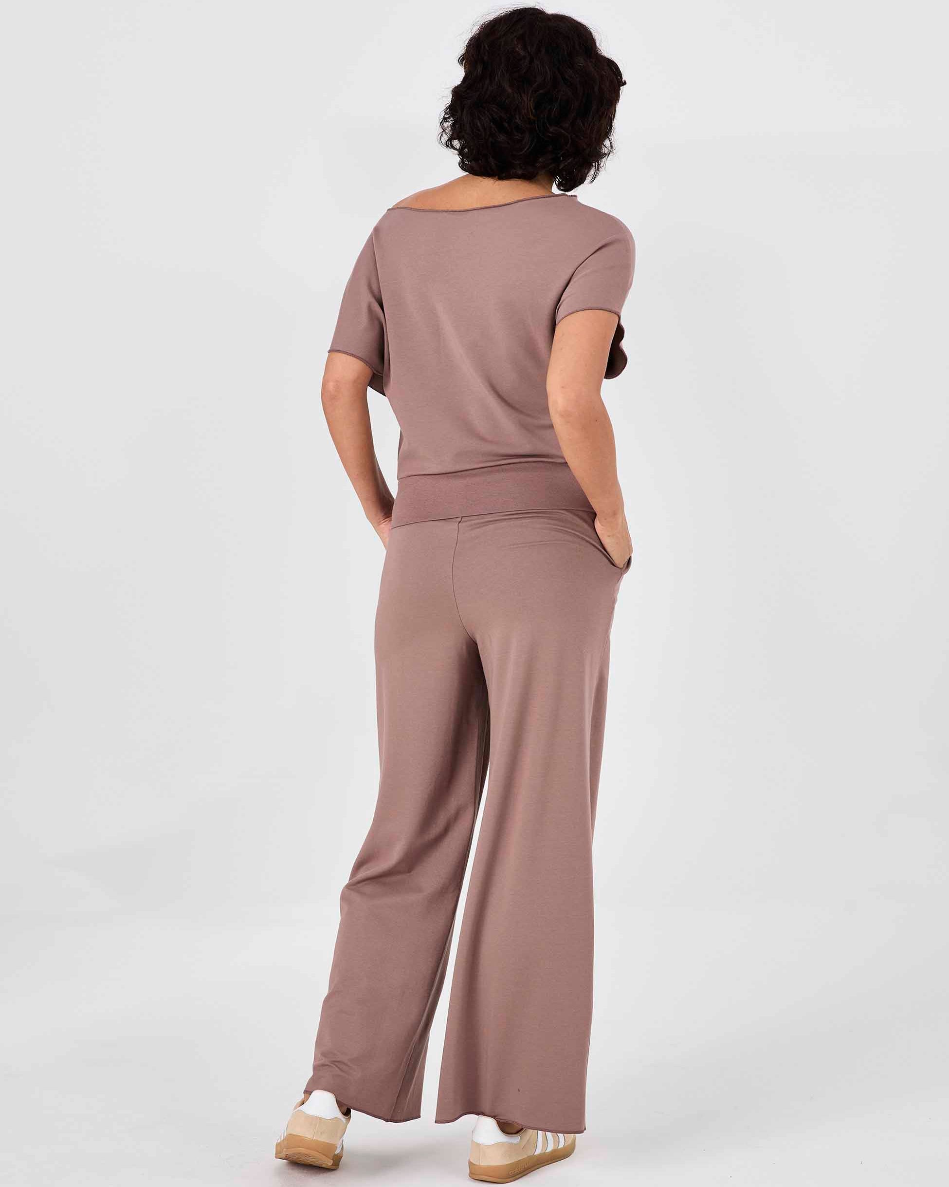 Classic Wide Leg Sweat Pants - Taupe