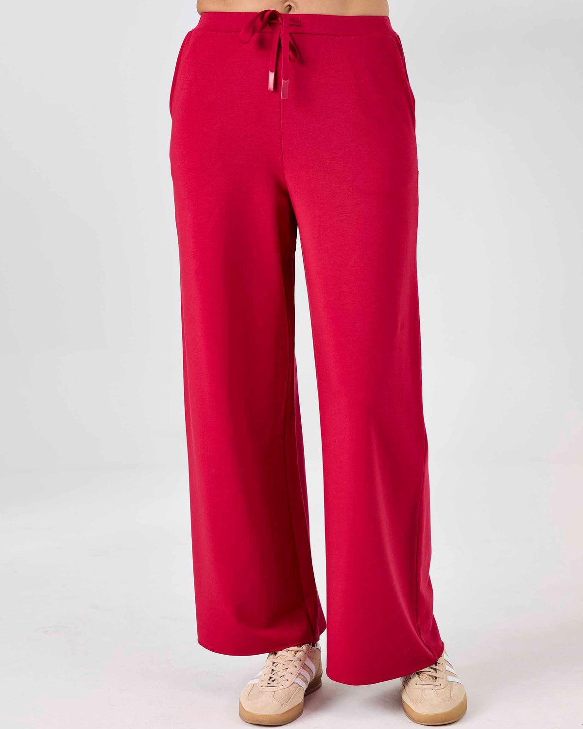 Classic Wide Leg Sweat Pants - Cherry