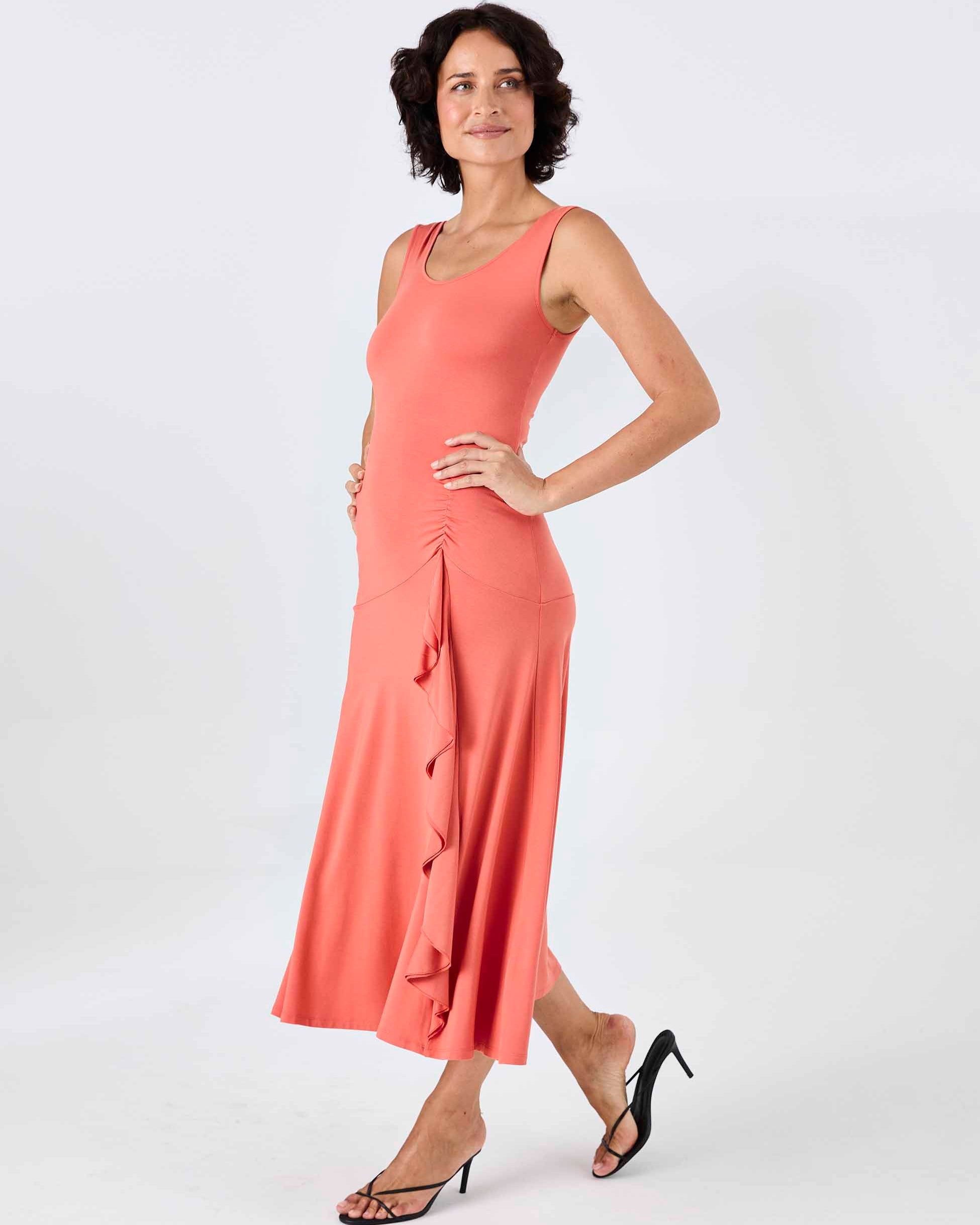Maria Ruffle Dress - Burnt Sienna