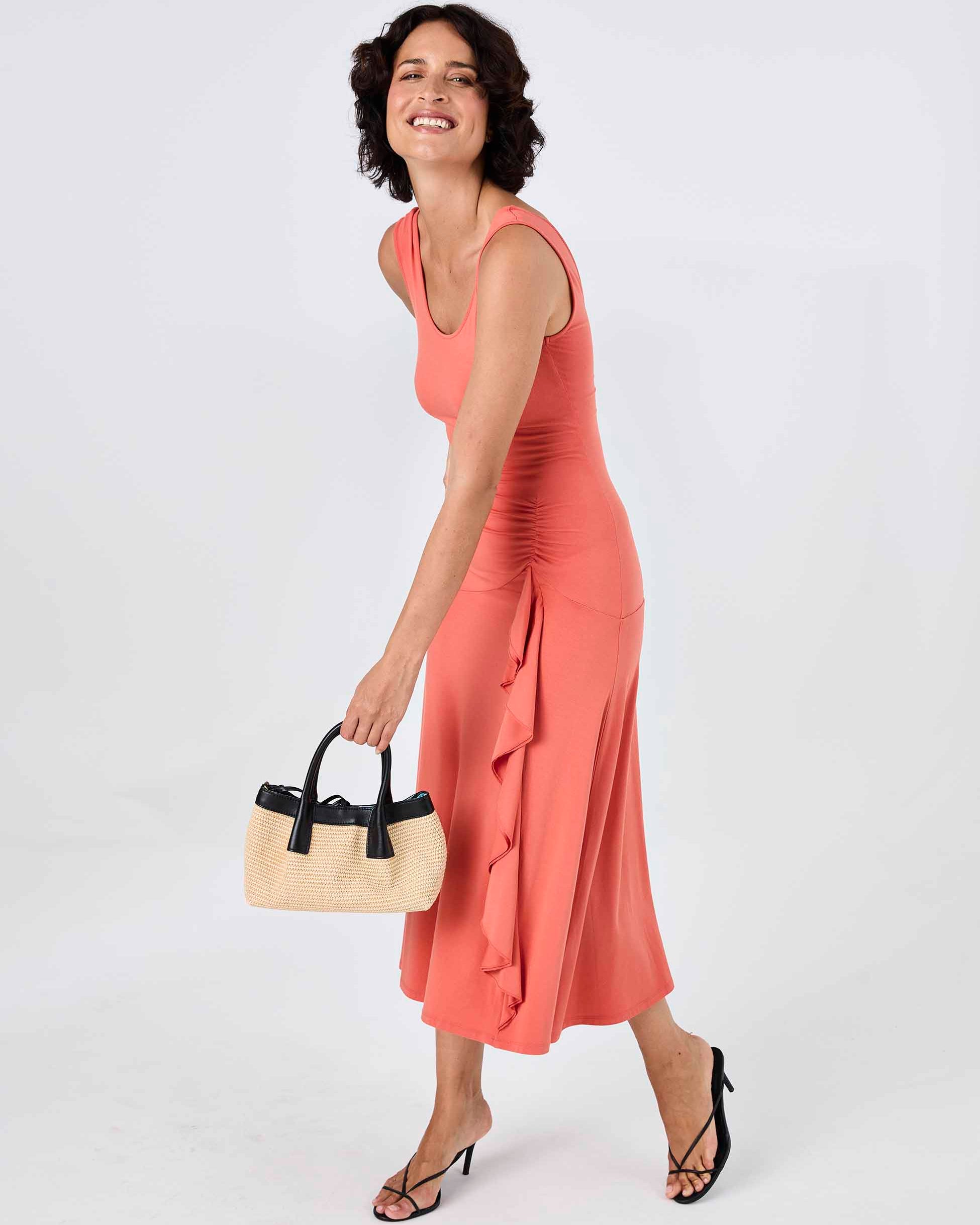Maria Ruffle Dress - Burnt Sienna