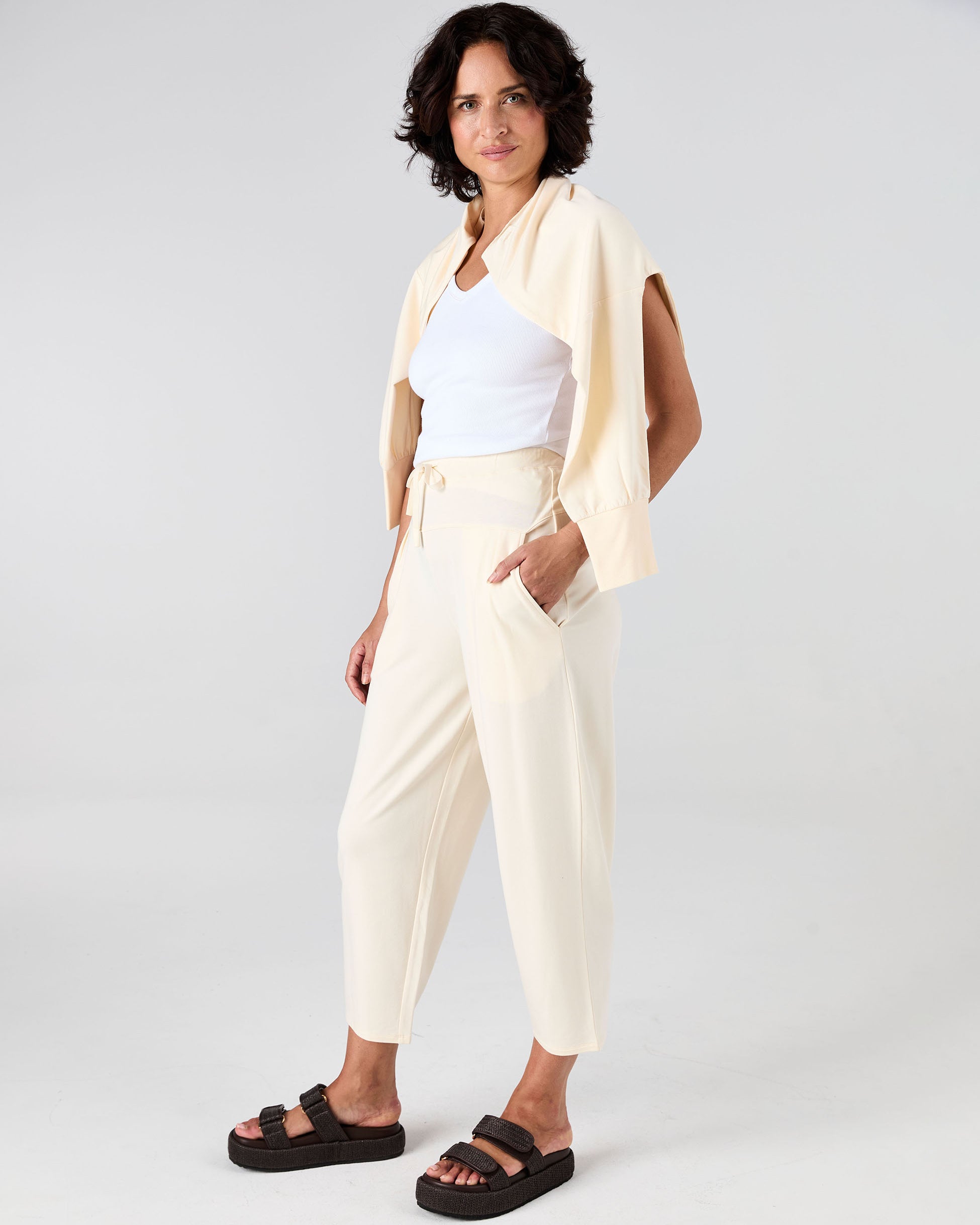 Kyoto Ankle Length French Terry Jogger - Winter White