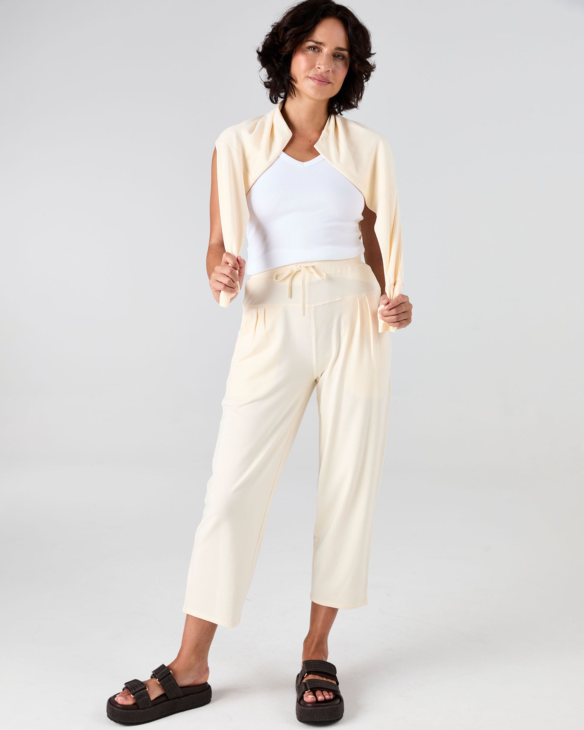 Kyoto Ankle Length French Terry Jogger - Winter White