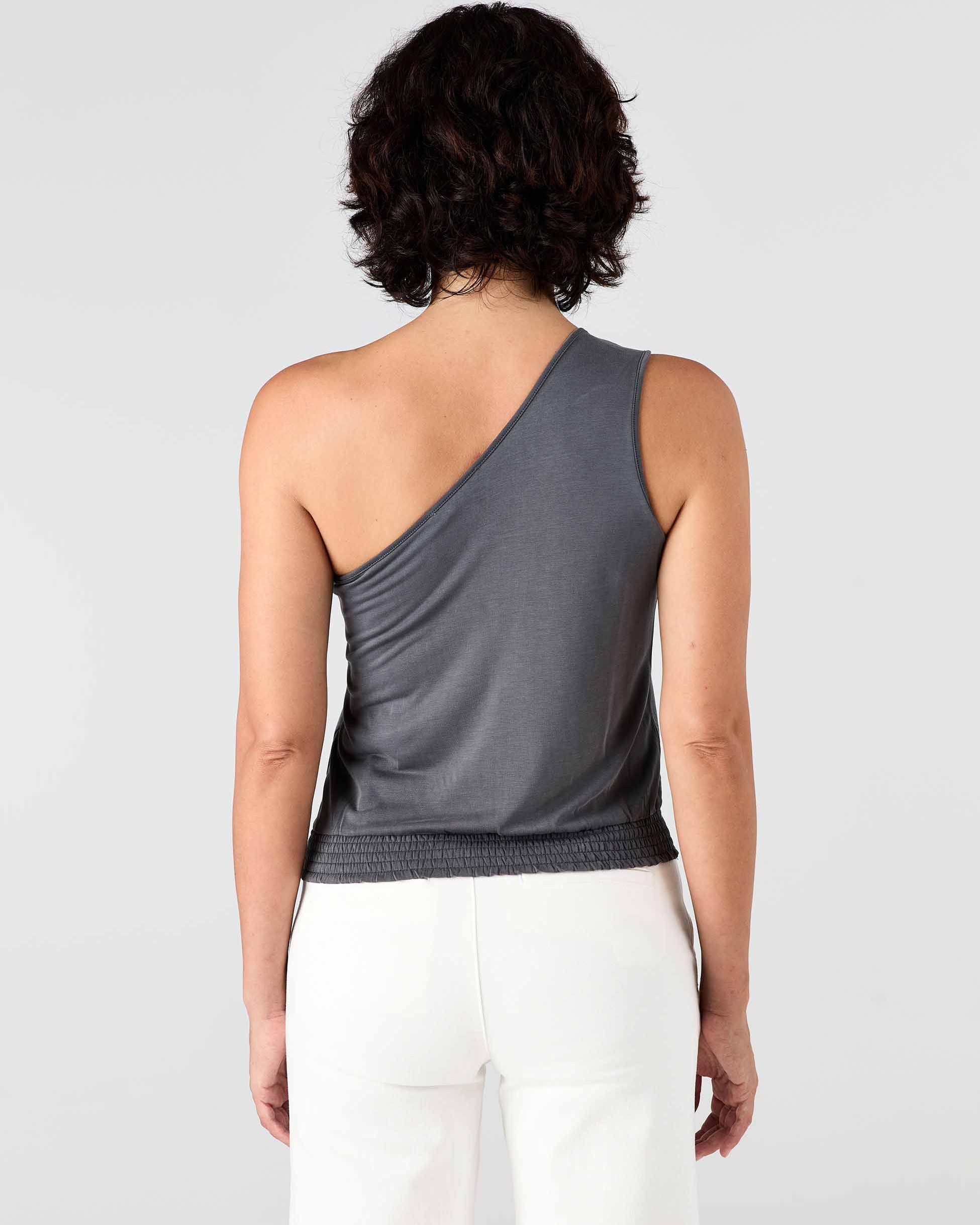Cupro One Shoulder Top - Storm