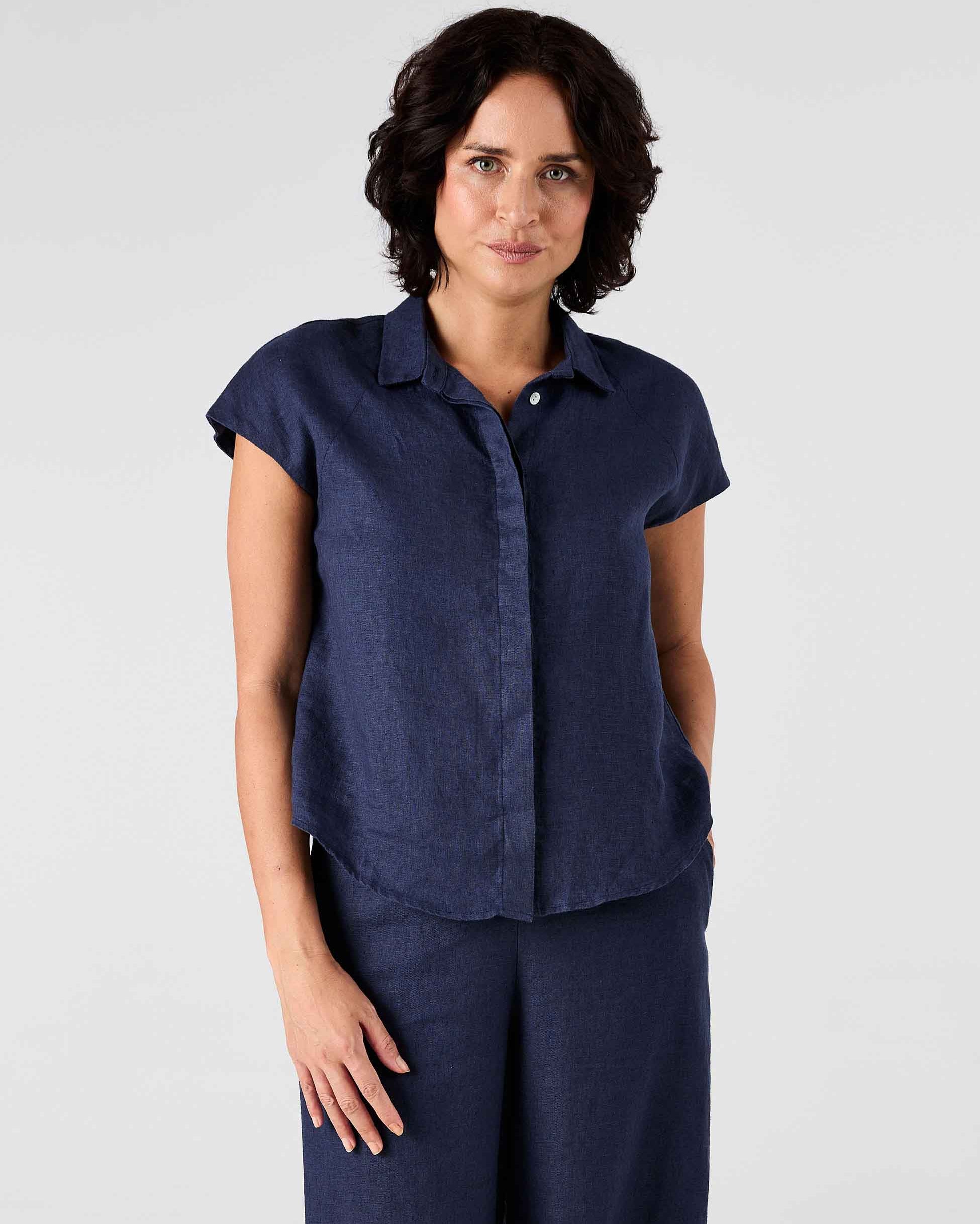 Laurel Linen Shirt - Navy