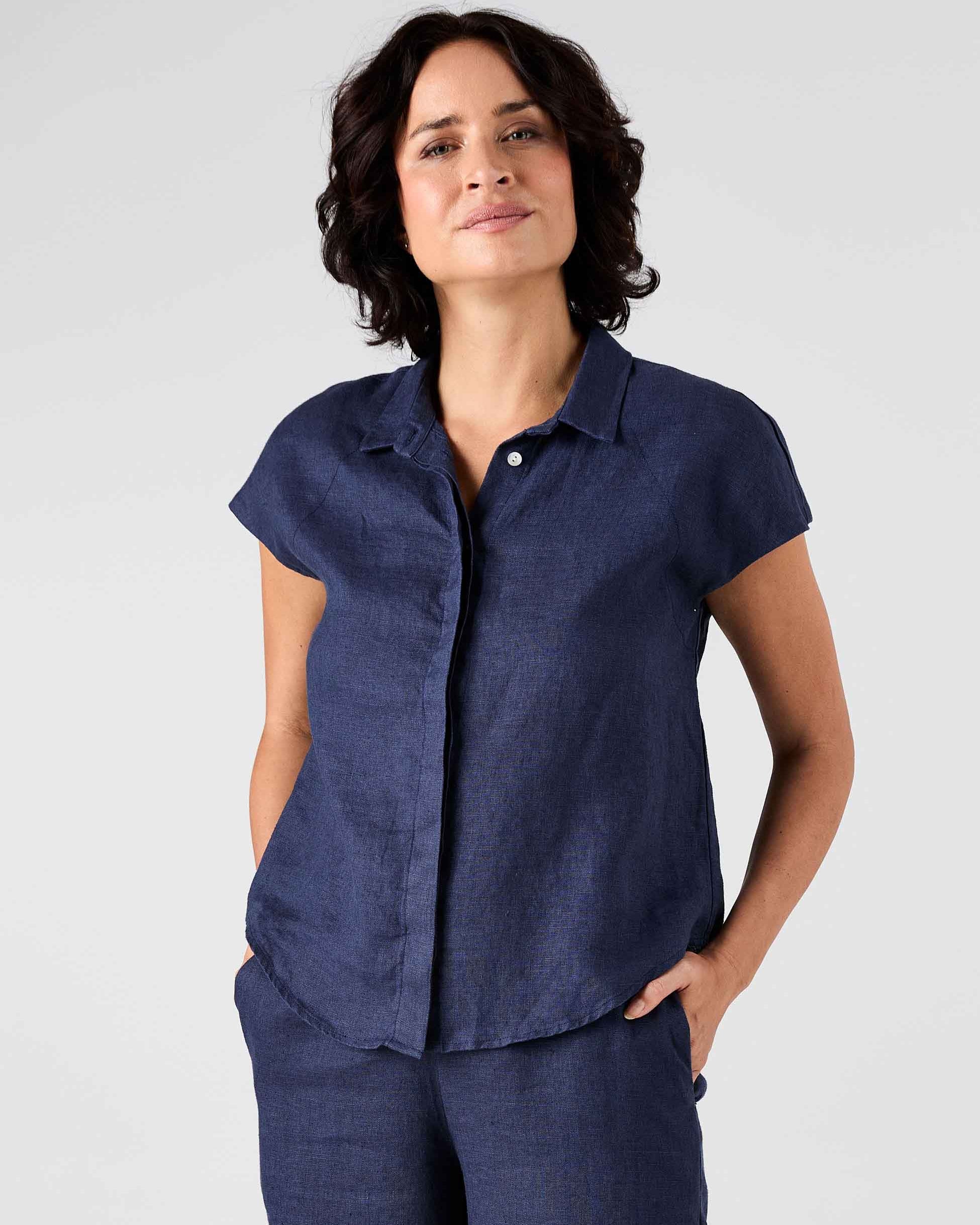 Laurel Linen Shirt - Navy