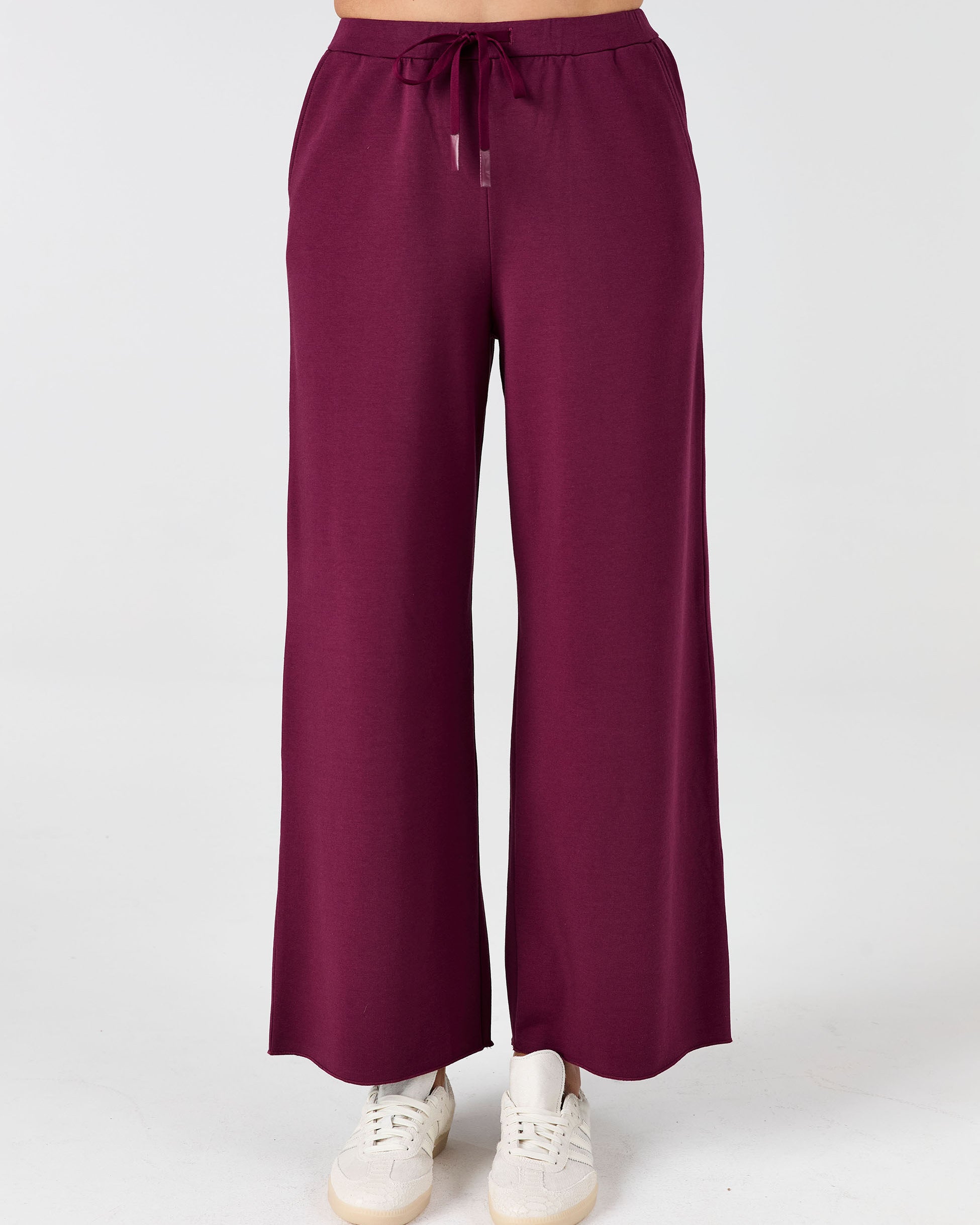Classic Wide Leg Sweat Pants - Ruby