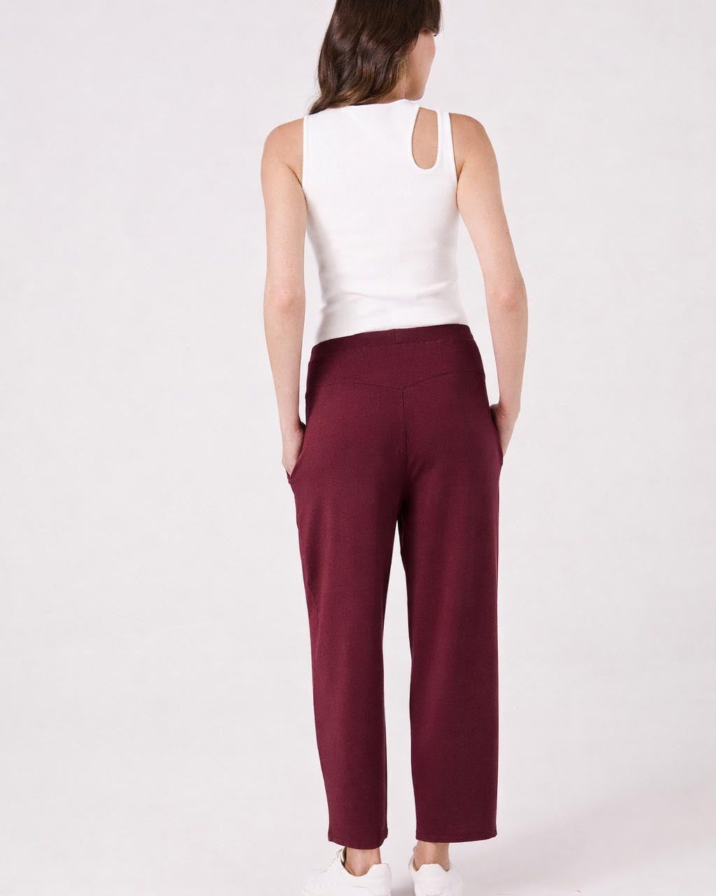 Kyoto Ankle Length French Terry Jogger - Ruby
