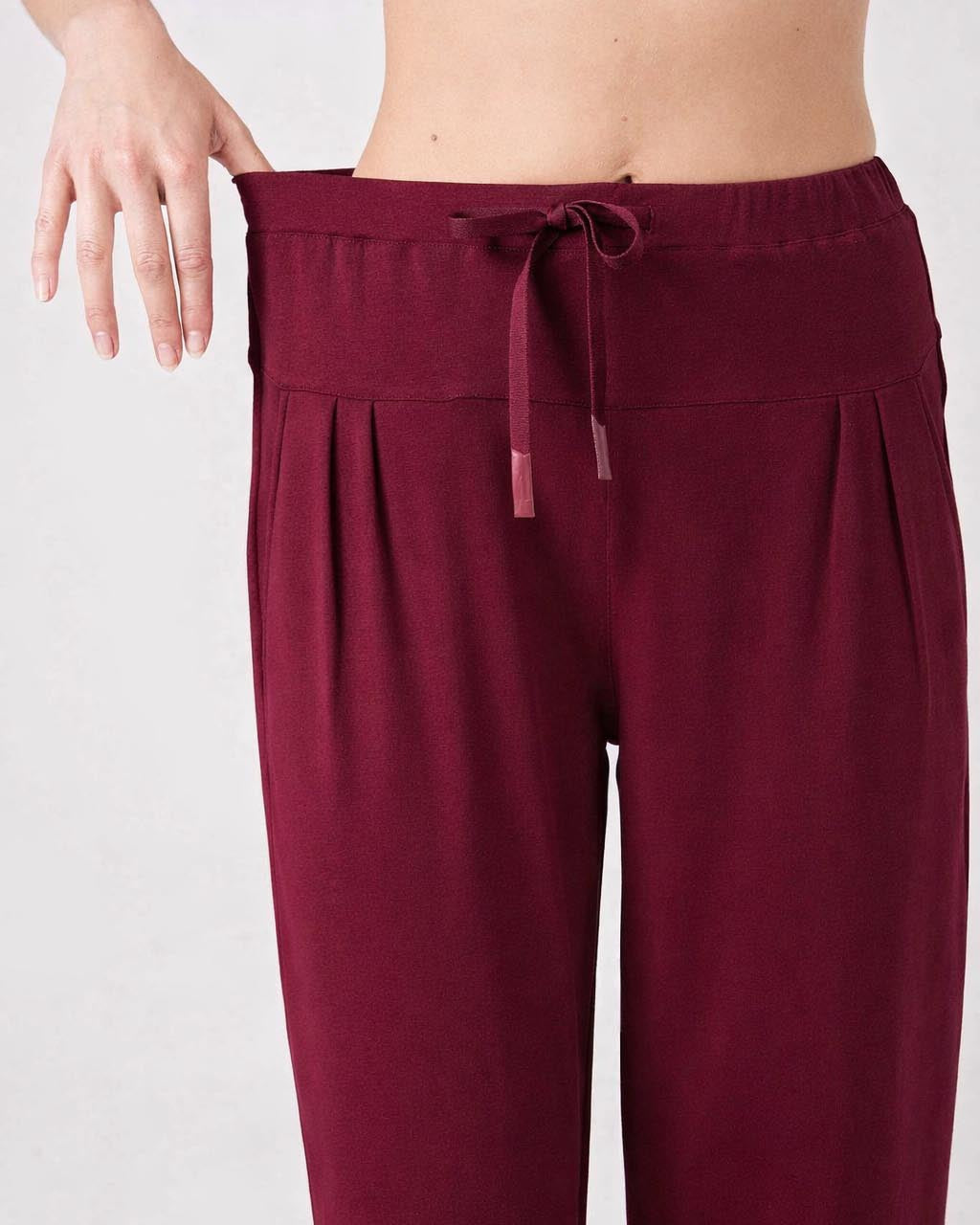 Kyoto Ankle Length French Terry Jogger - Ruby