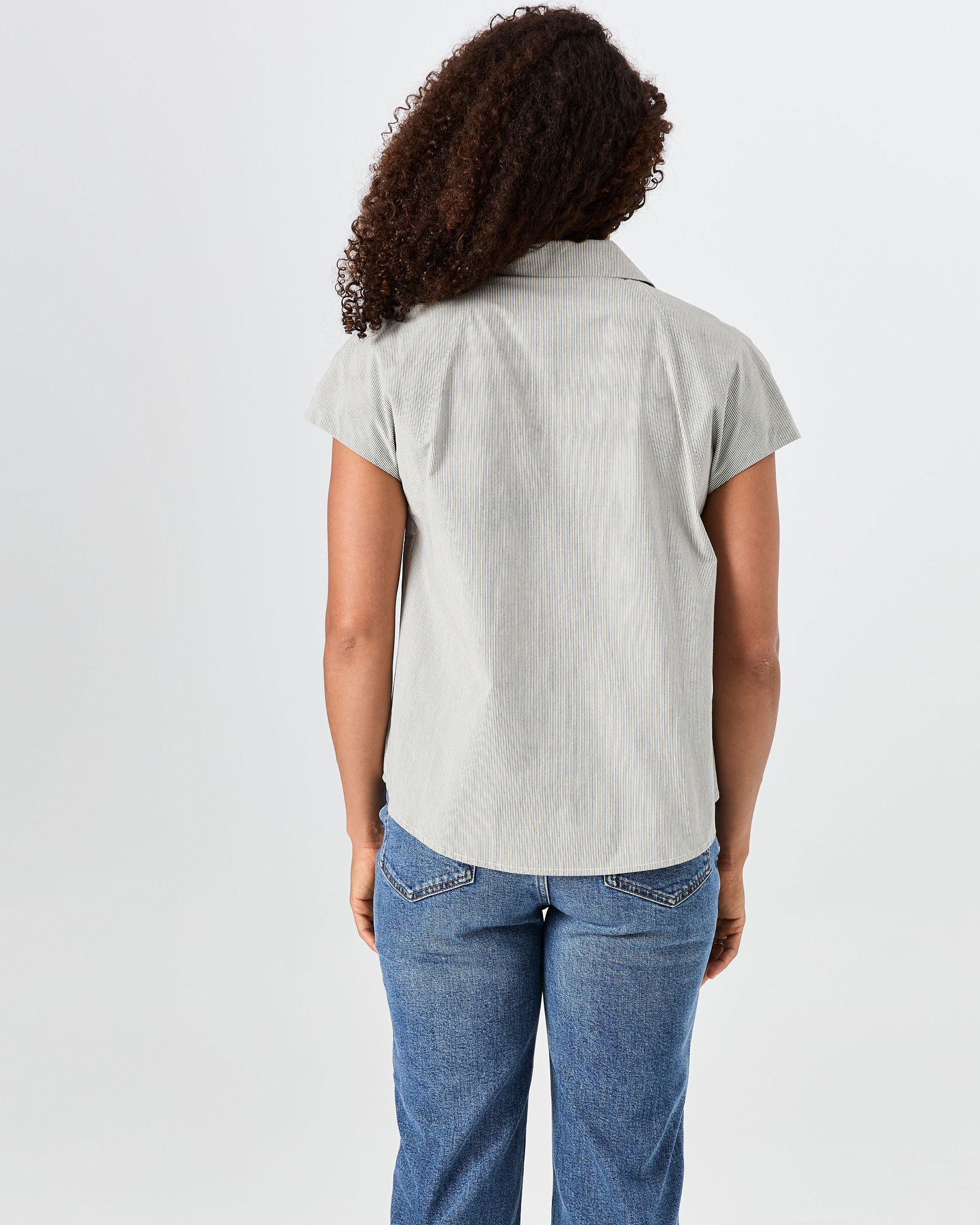 Laurel Poplin Shirt - Black & White Stripe