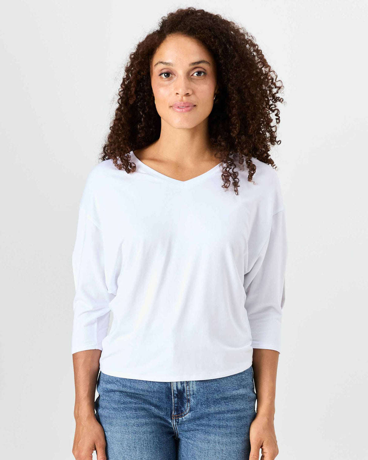 Lena 3/4 Sleeve Tee - White