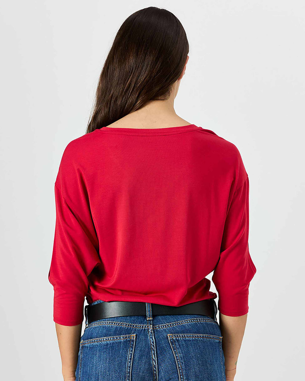 Lena 3/4 Sleeve Tee - Cherry