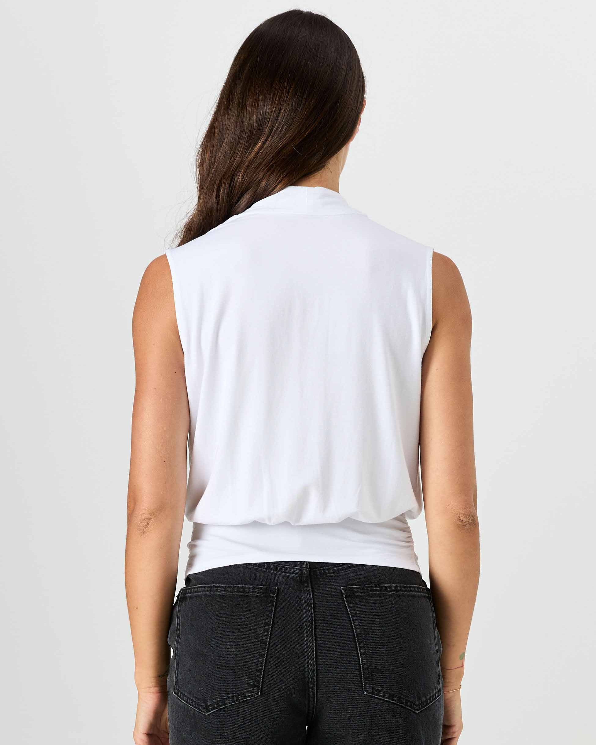 Shawl Collar Top - White
