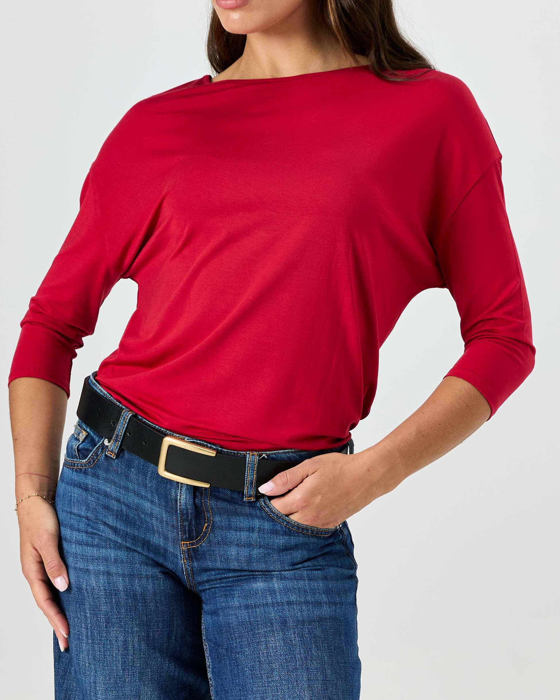Modal Luxe Layer Tee 3/4 Sleeve - Cherry