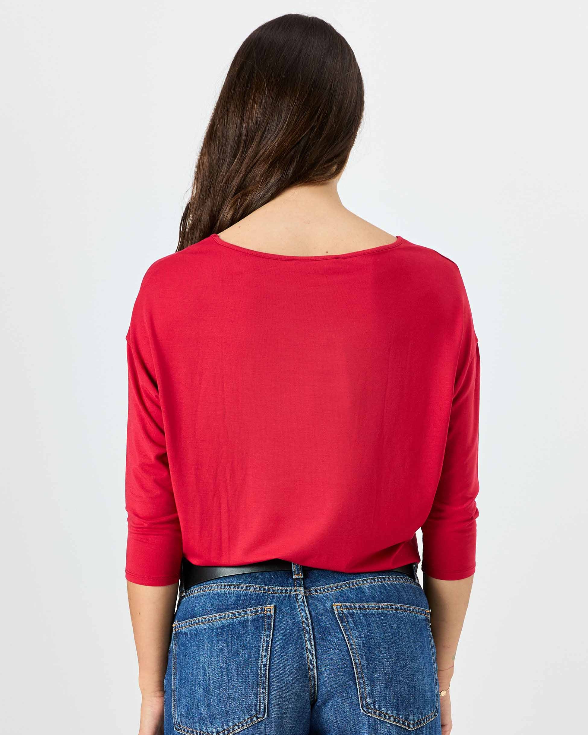 Modal Luxe Layer Tee 3/4 Sleeve - Cherry