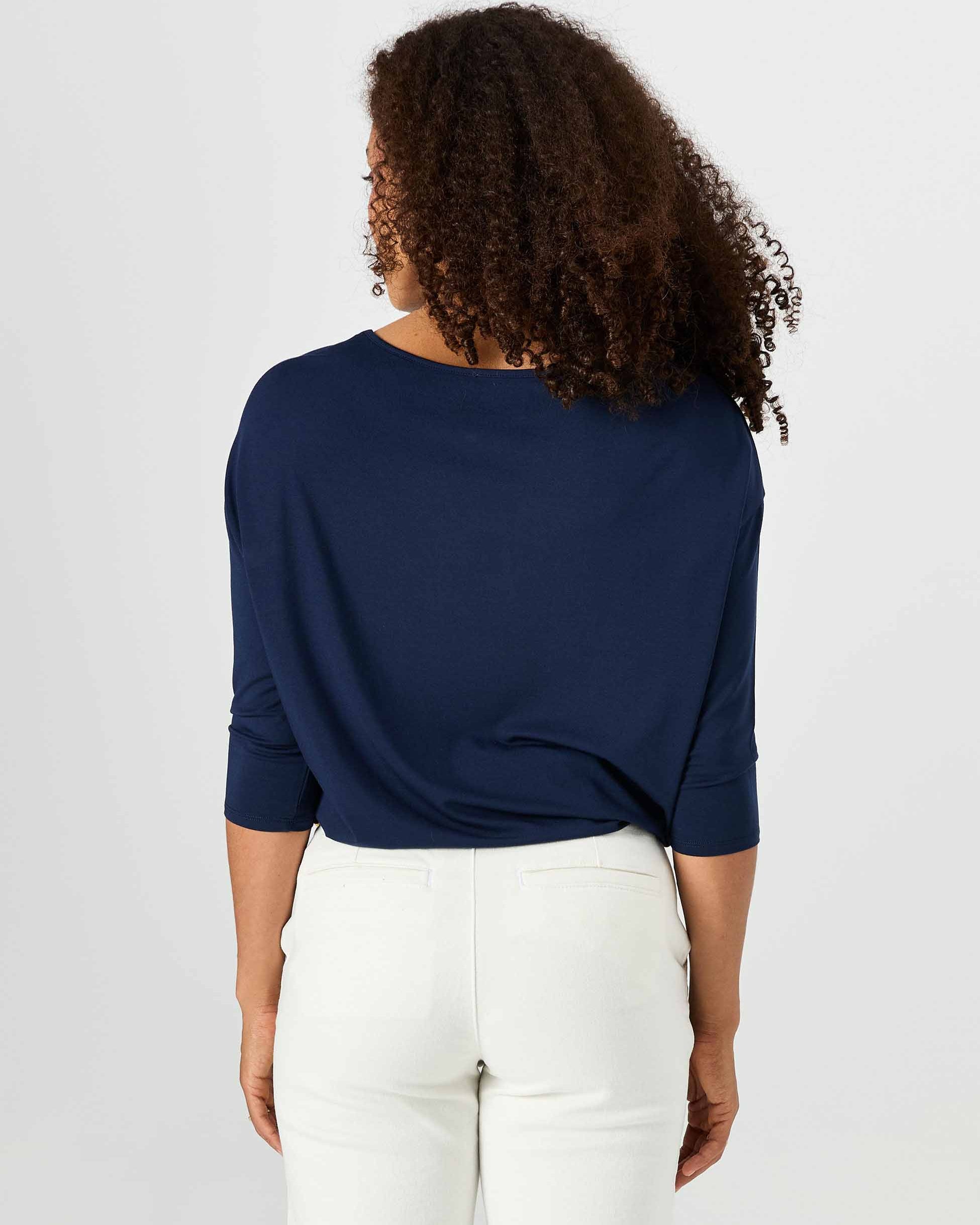 Modal Luxe Layer Tee 3/4 Sleeve - Navy