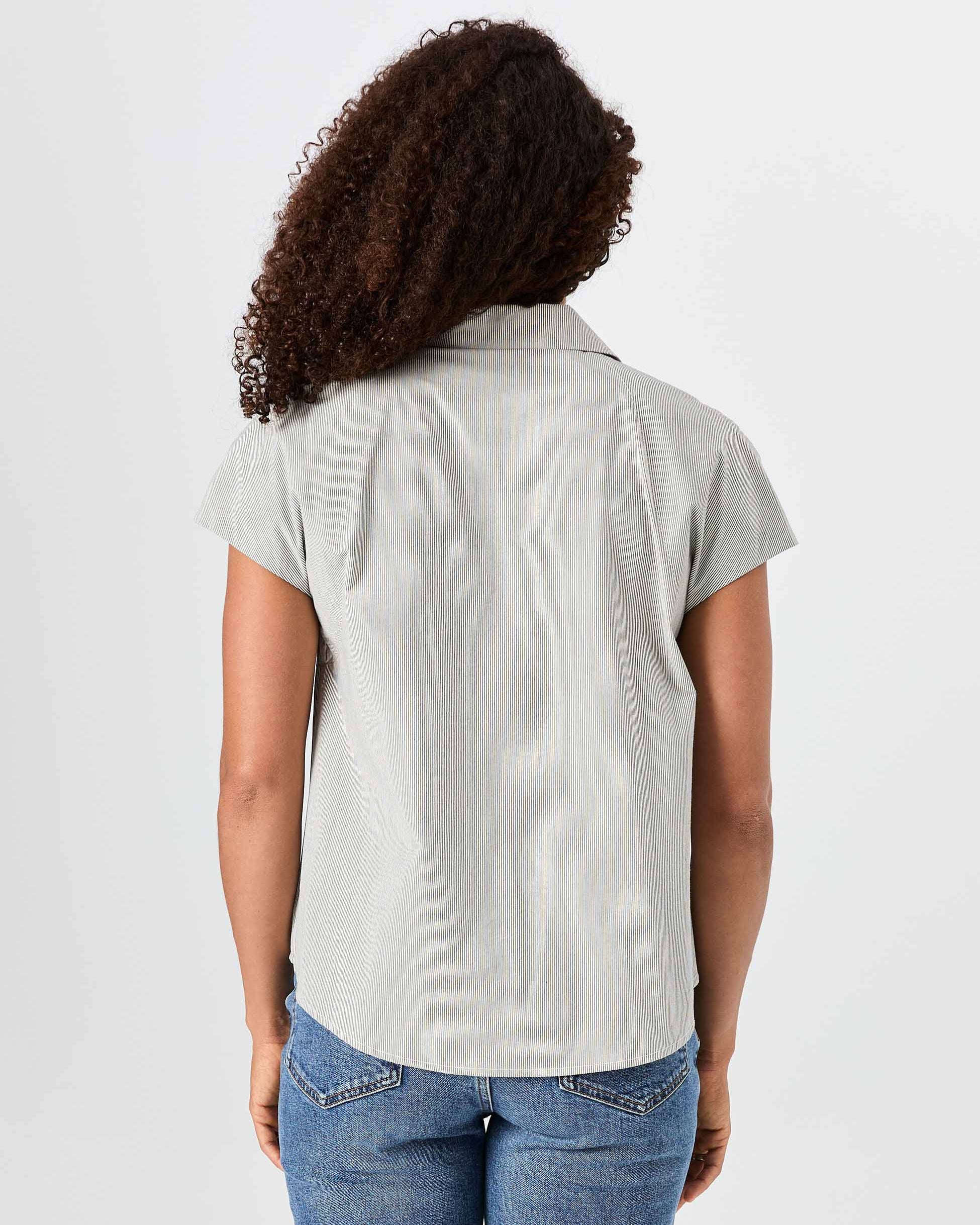 Laurel Poplin Shirt - Black & White Stripe