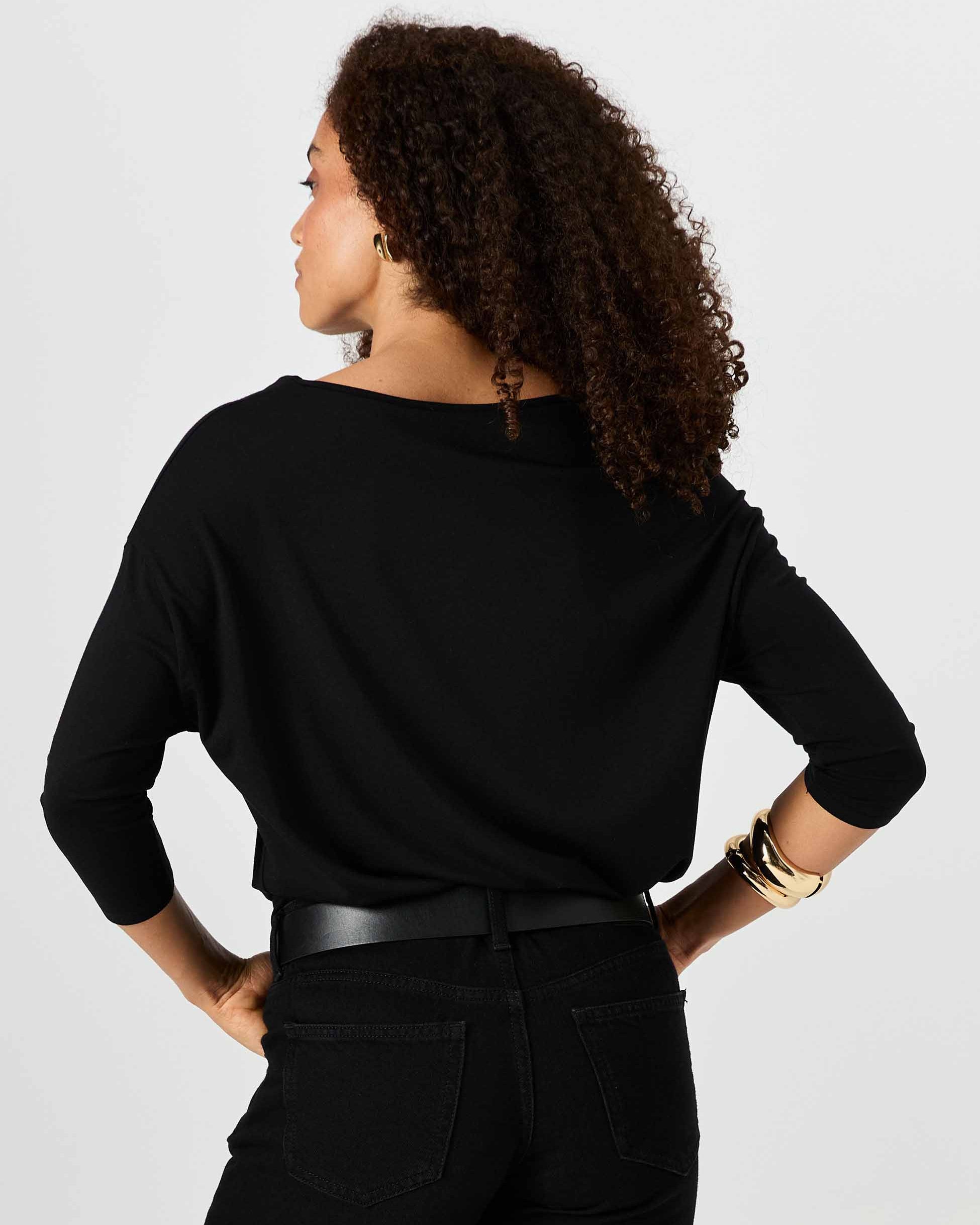 Modal Luxe Layer Tee 3/4 Sleeve - Black