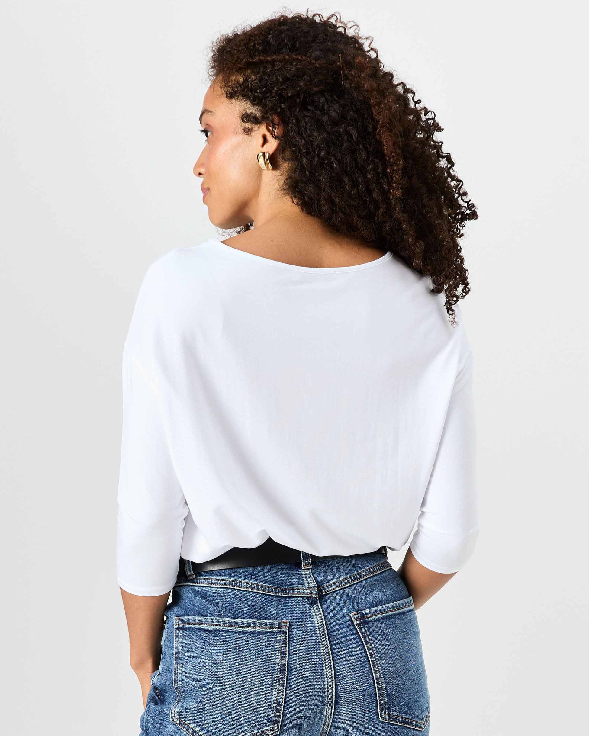 Modal Luxe Layer Tee 3/4 Sleeve - White