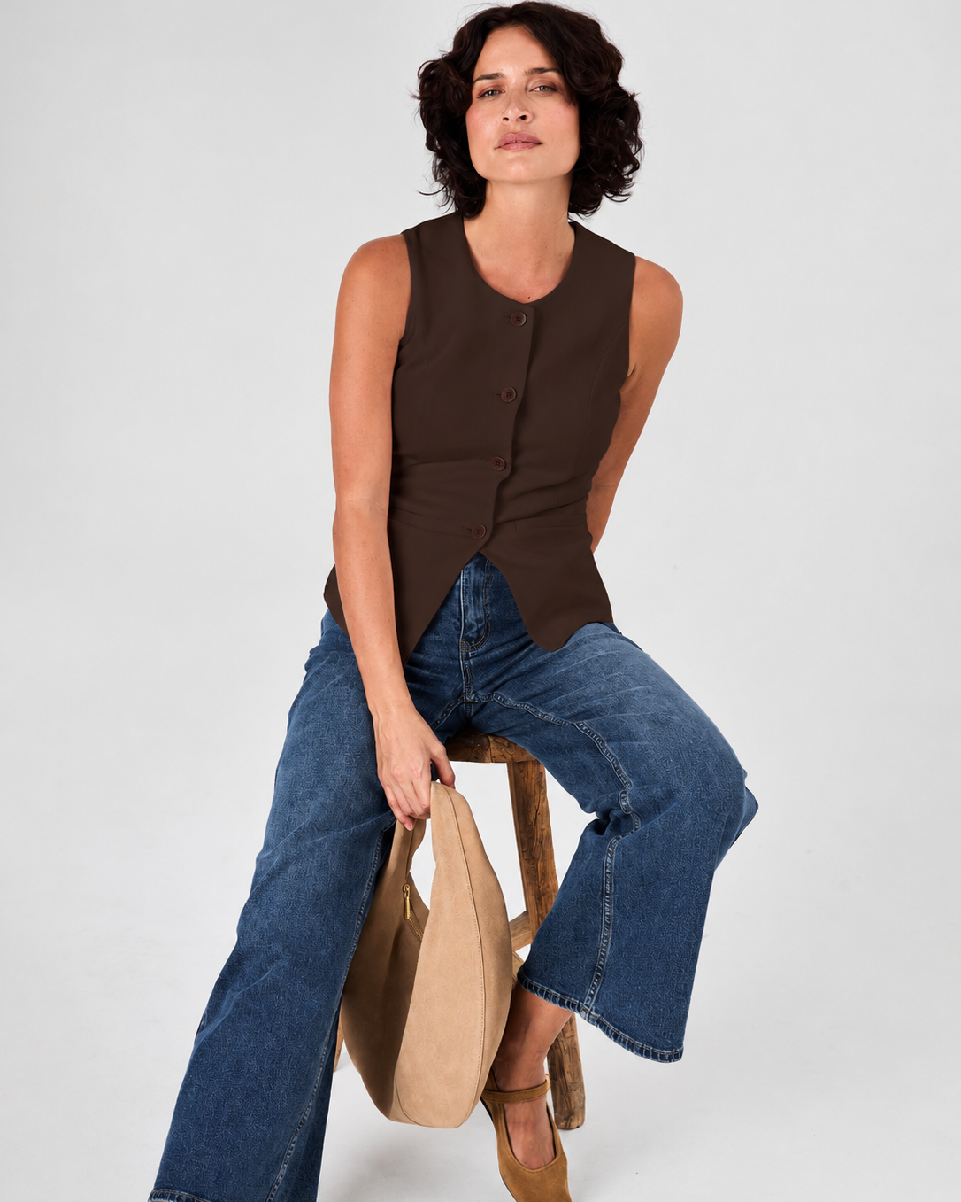 Fitted Waistcoat - Coffee Bean