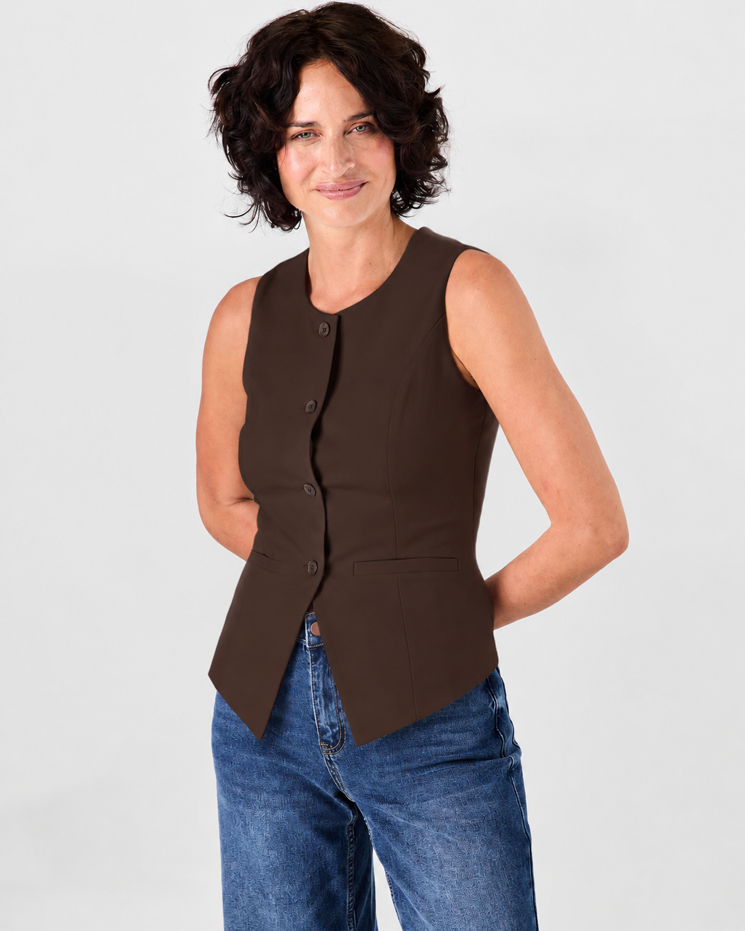 Fitted Waistcoat - Coffee Bean