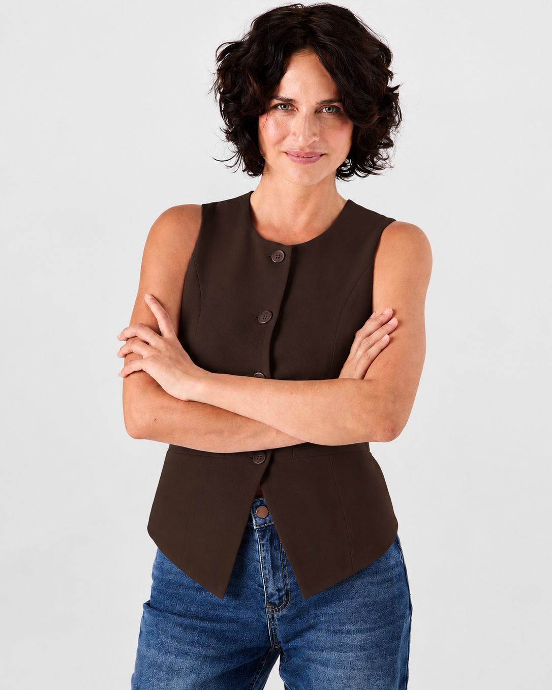 Fitted Waistcoat - Coffee Bean