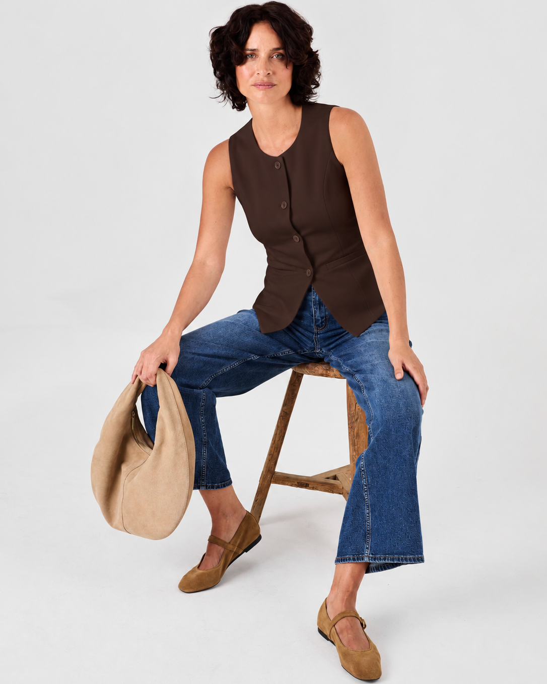 Fitted Waistcoat - Coffee Bean