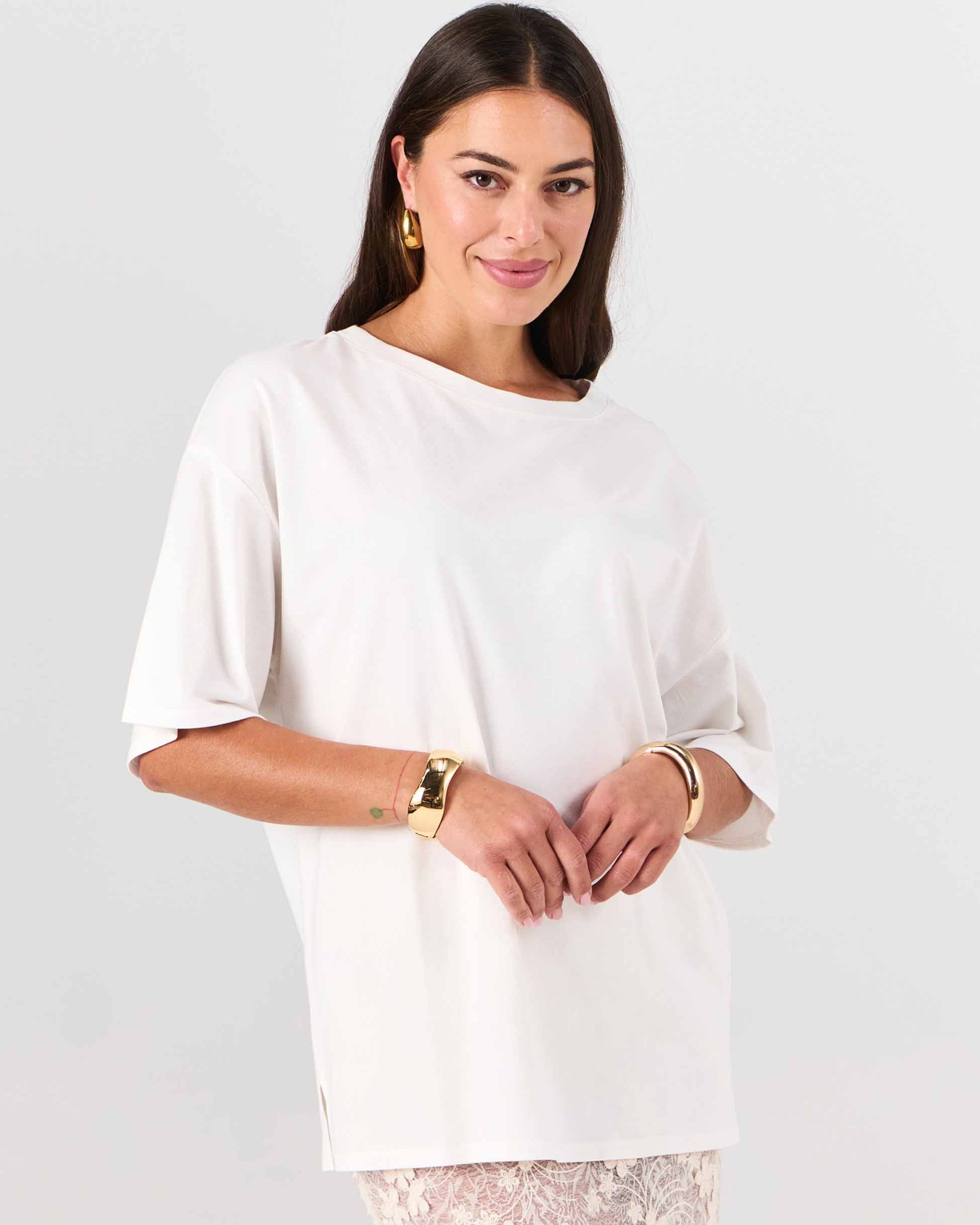 Oversized Pima Cotton Tee - Soft White