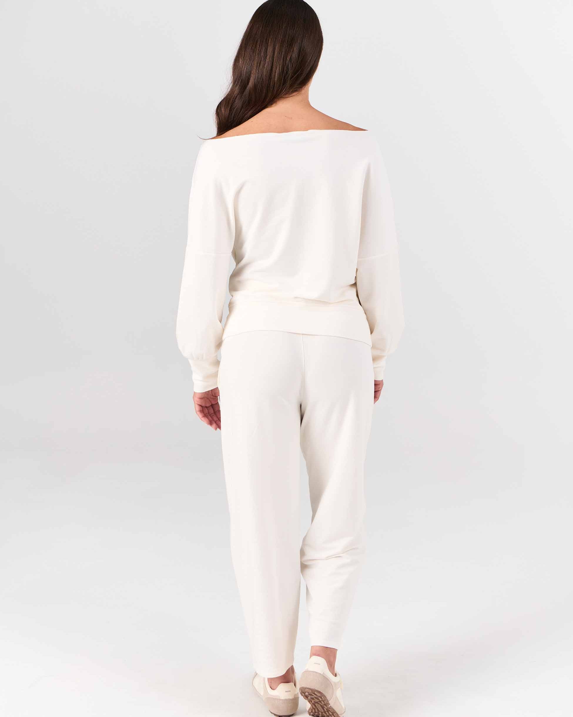 Kyoto Ankle Length French Terry Jogger - Soft White