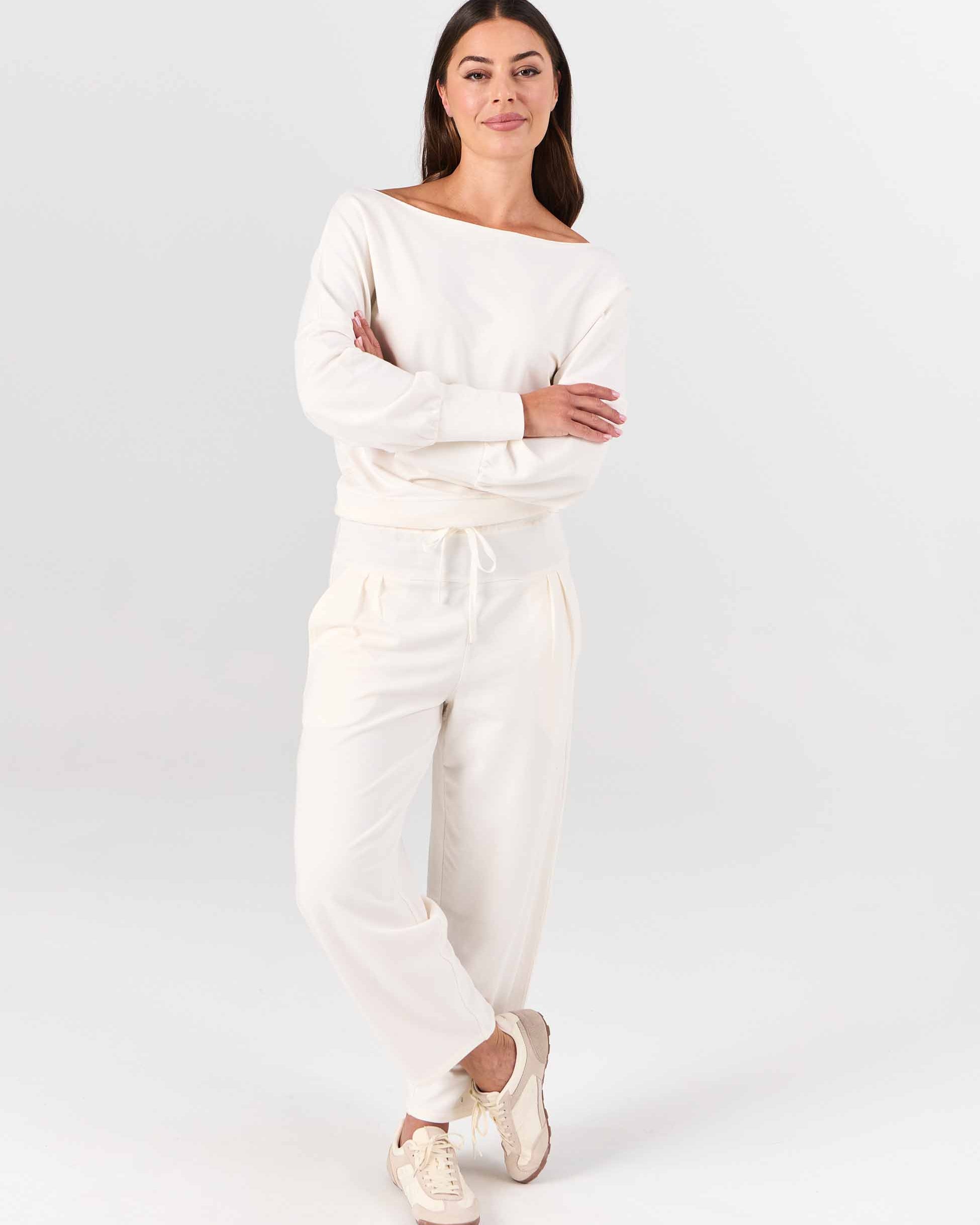 Kyoto Ankle Length French Terry Jogger - Soft White