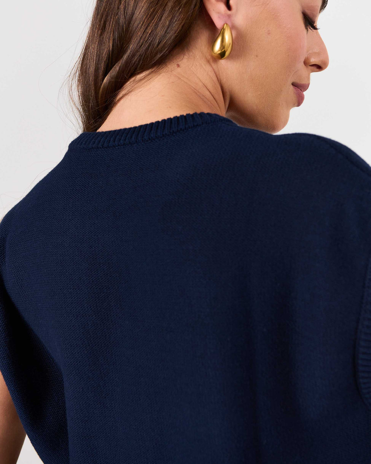 Lee Cotton Knit Vest- Navy