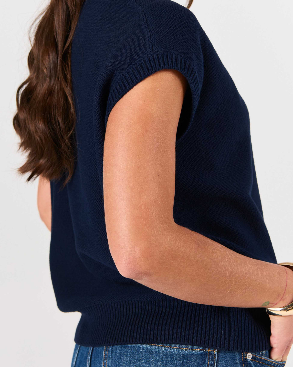 Lee Cotton Knit Vest- Navy