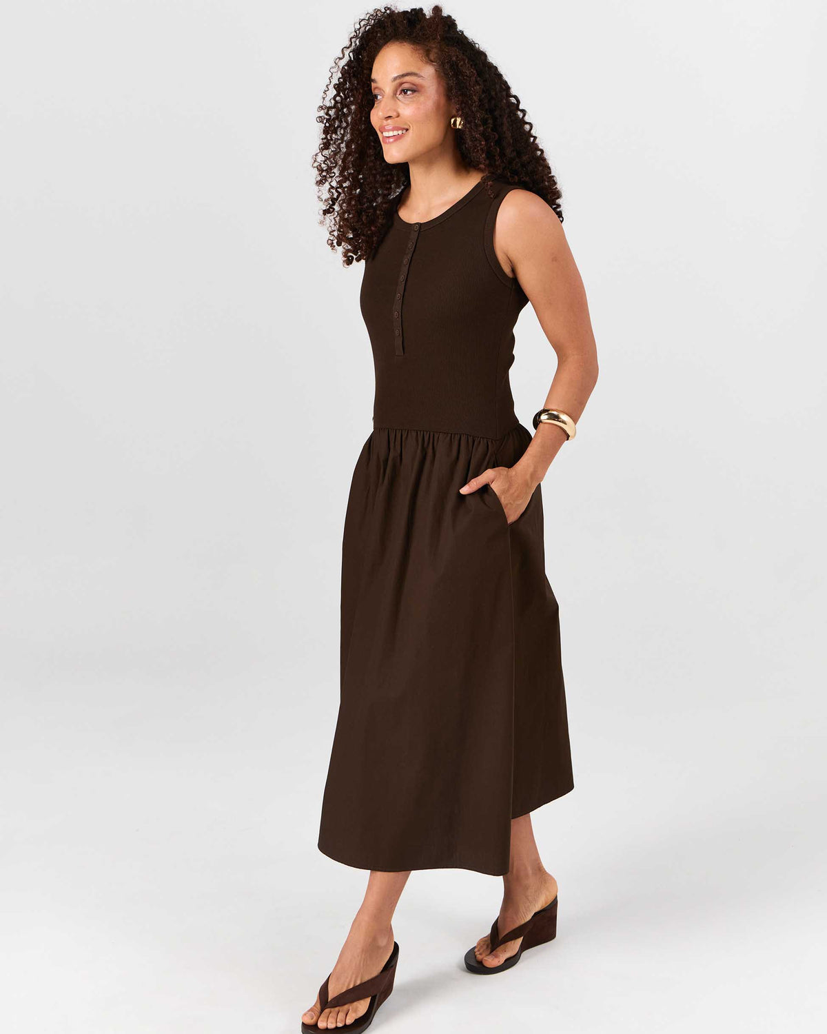 Aria Sleeveless Dress - Coffee Bean