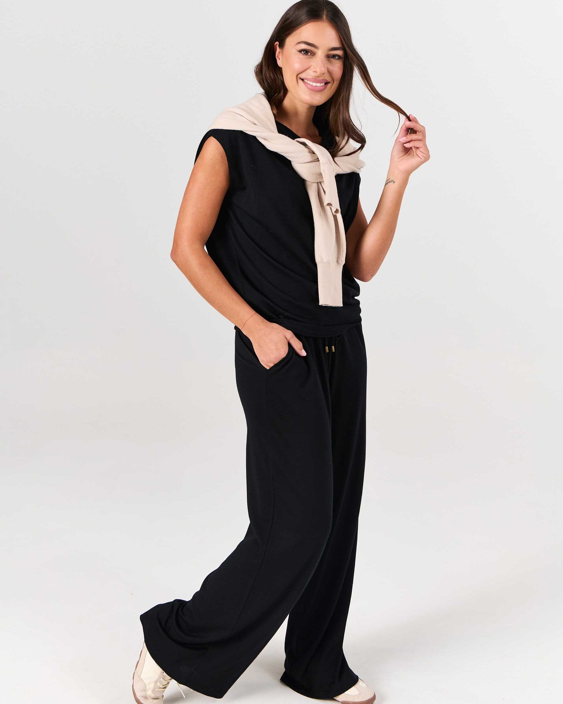 Merino Wool Lounge Pant - Black