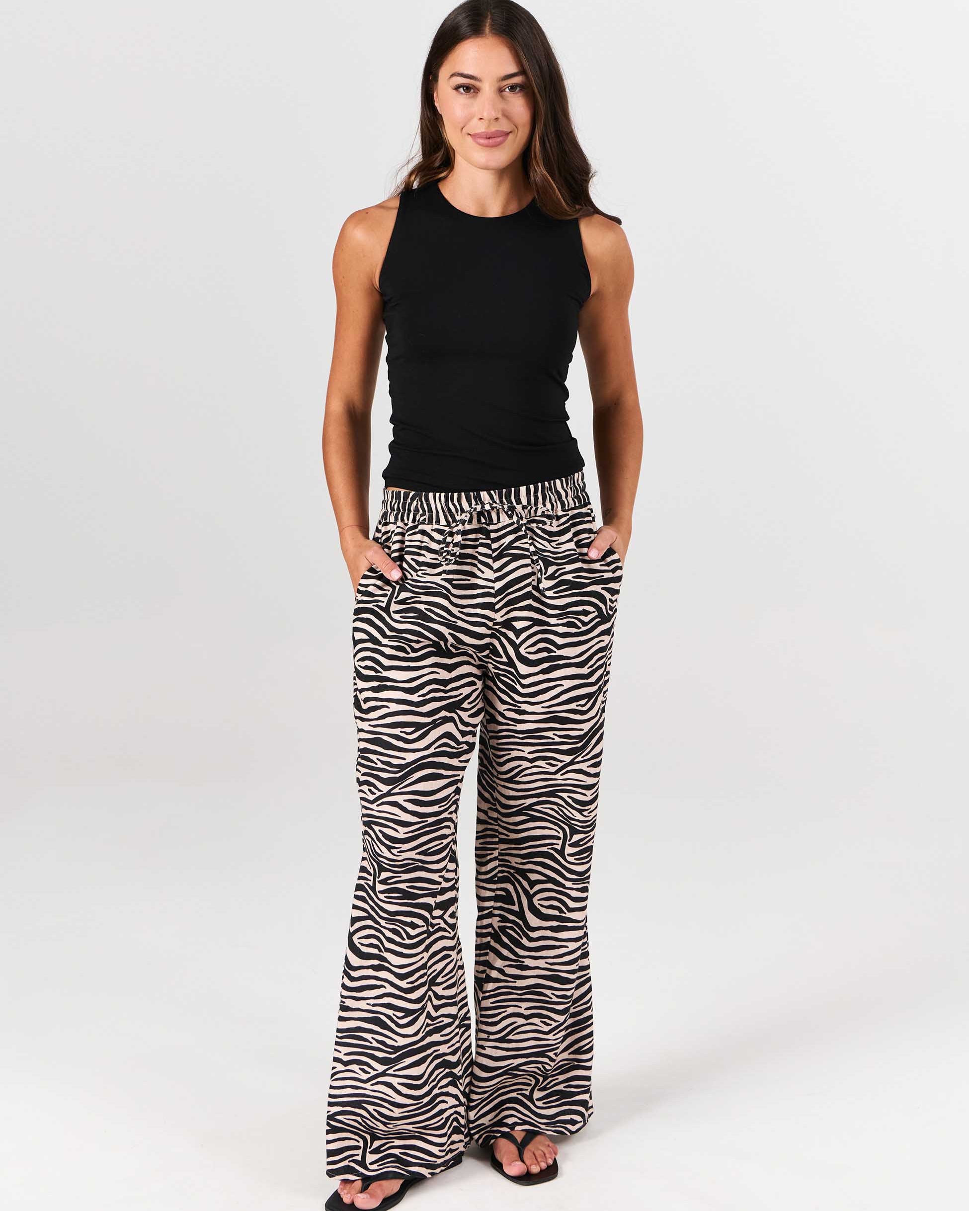 Sasha Linen Pants - Zebra