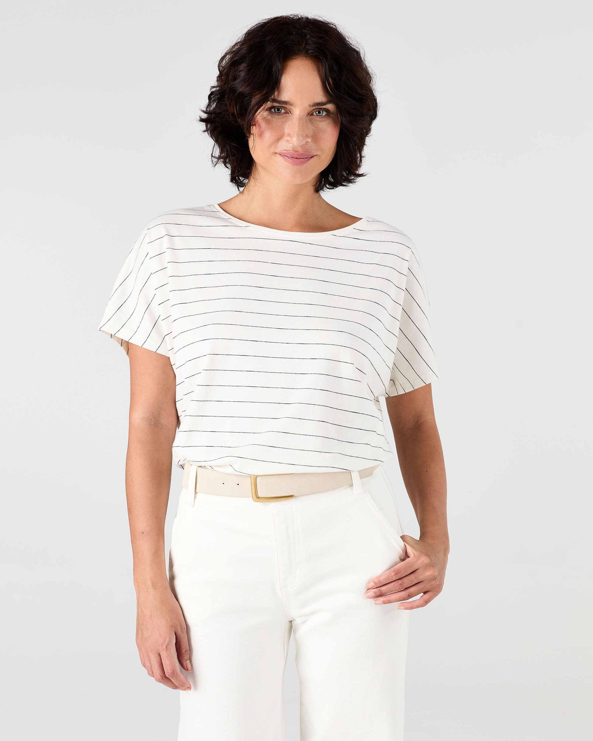 Yarn Dye Stripe Tee - Black & White Stripe