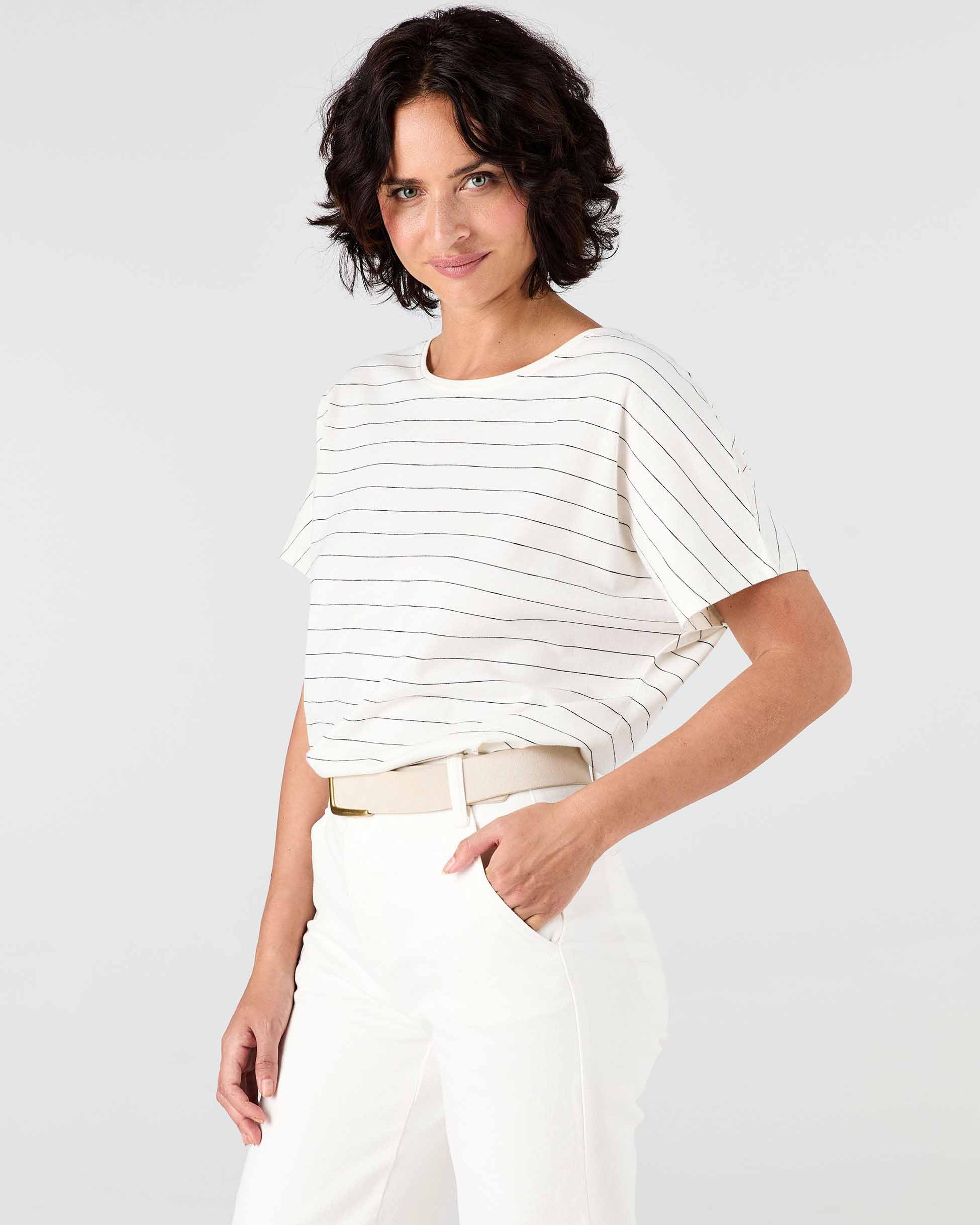 Yarn Dye Stripe Tee - Black & White Stripe
